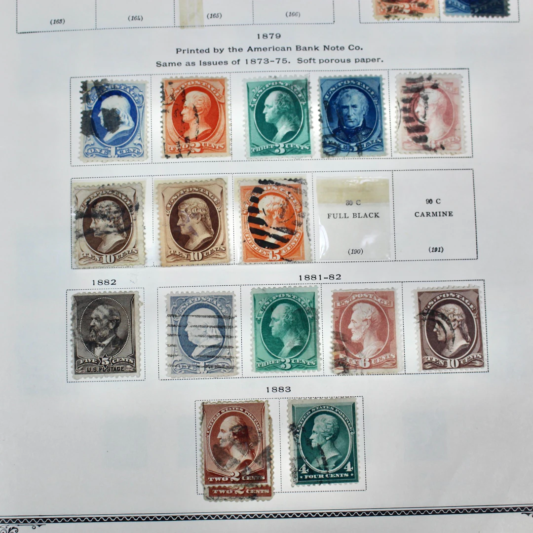 Early U.S. Postage Stamp Collection, 1873 to 1925