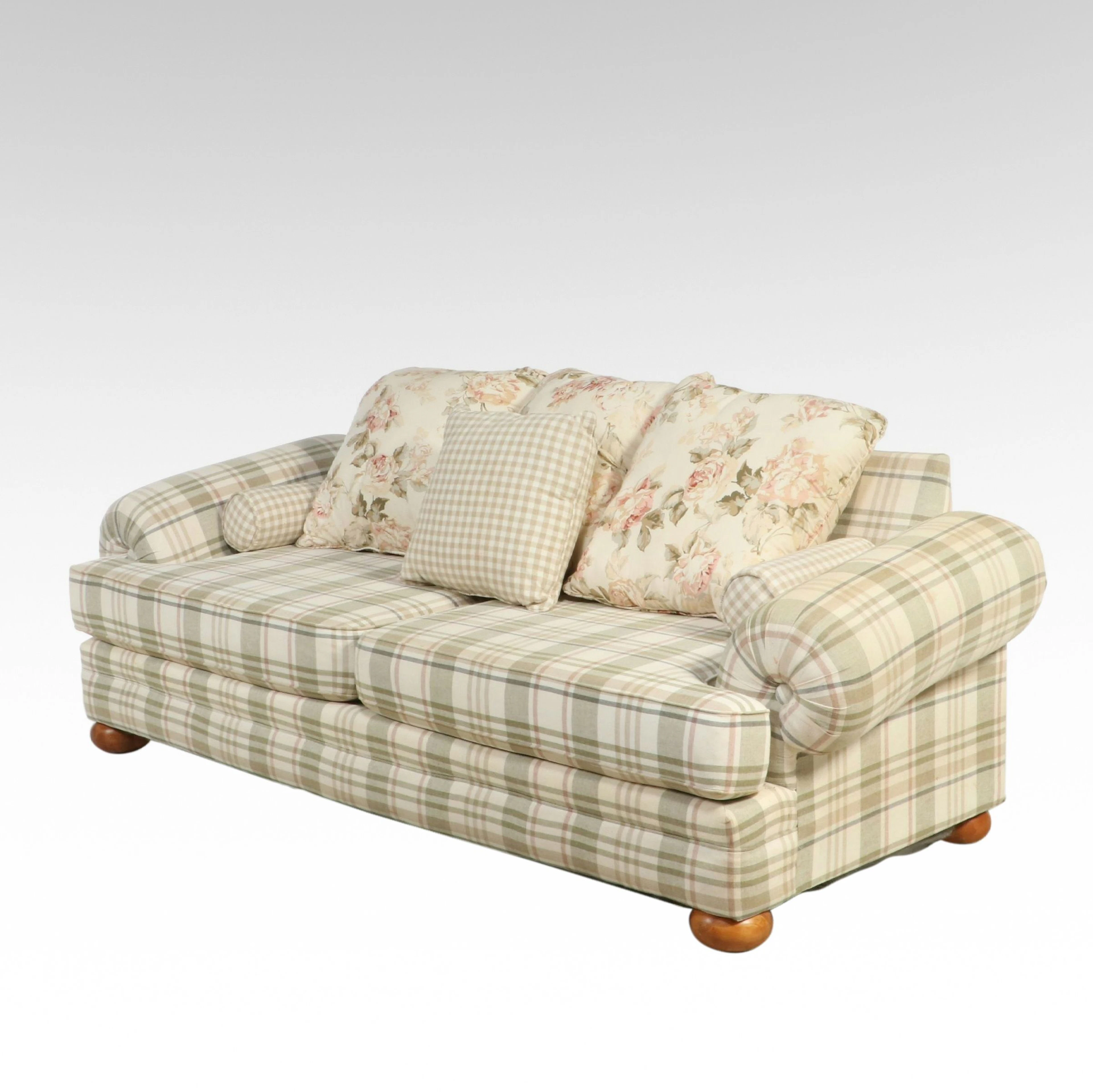 Kroehler Plaid Upholstered Sofa, Late 20th Century