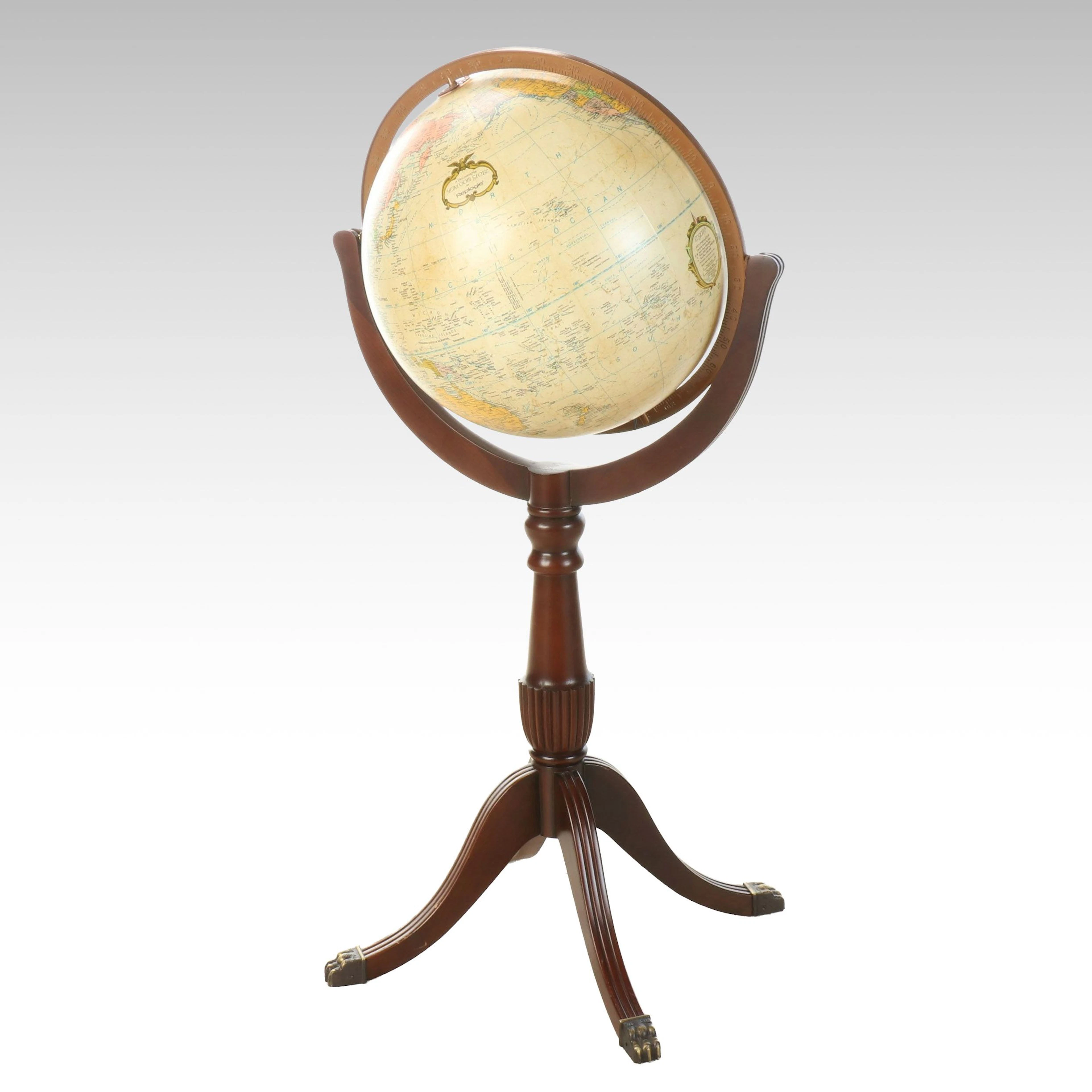 Replogle "Heirloom Globe" with Clawfoot Capped Wood Stand, Late 20th C.