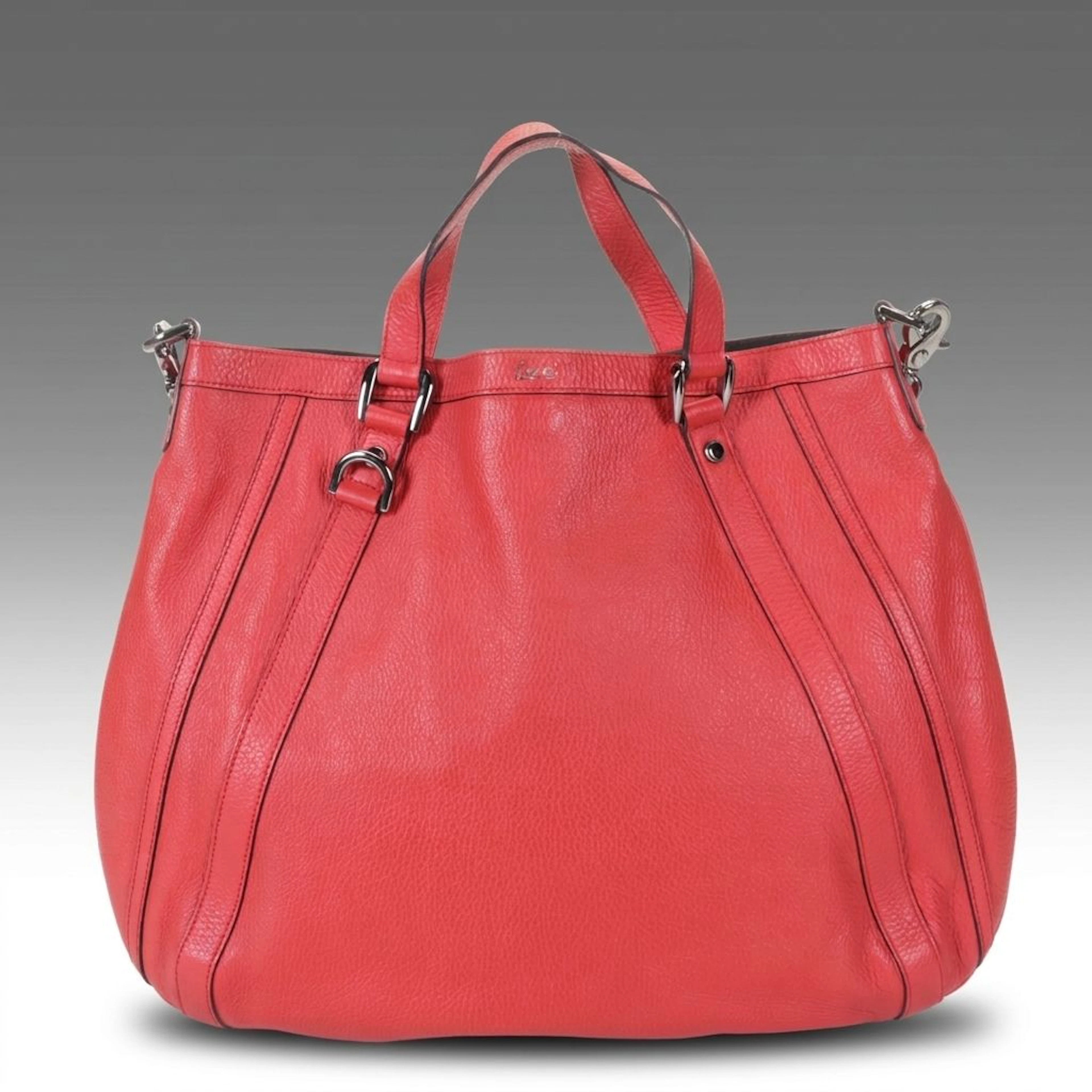 Gucci Abbey Two-Way Tote Bag in Red Calfskin Grain Leather