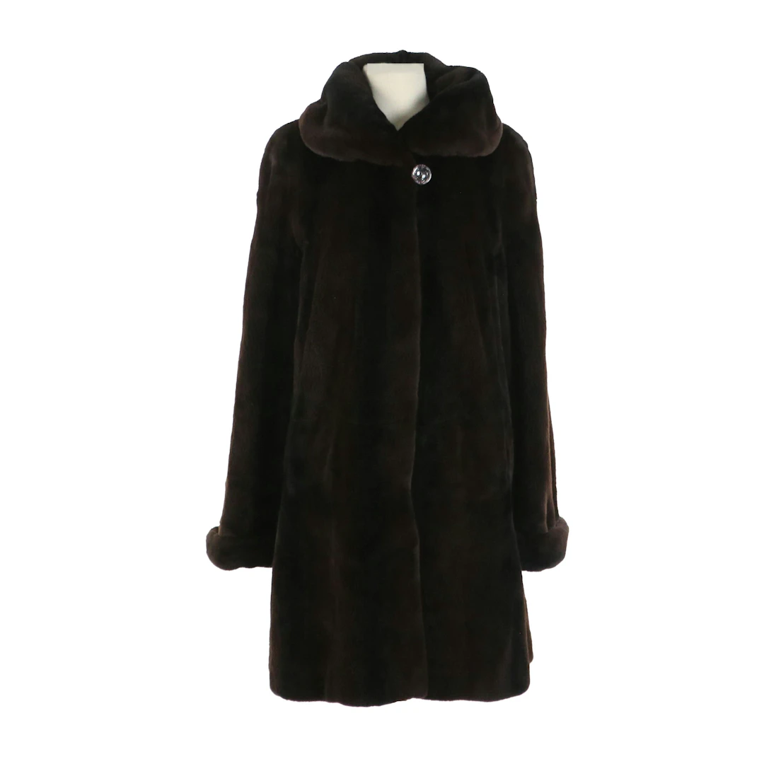 Reversible Sheared Mink Fur/Iridescent Textile Coat