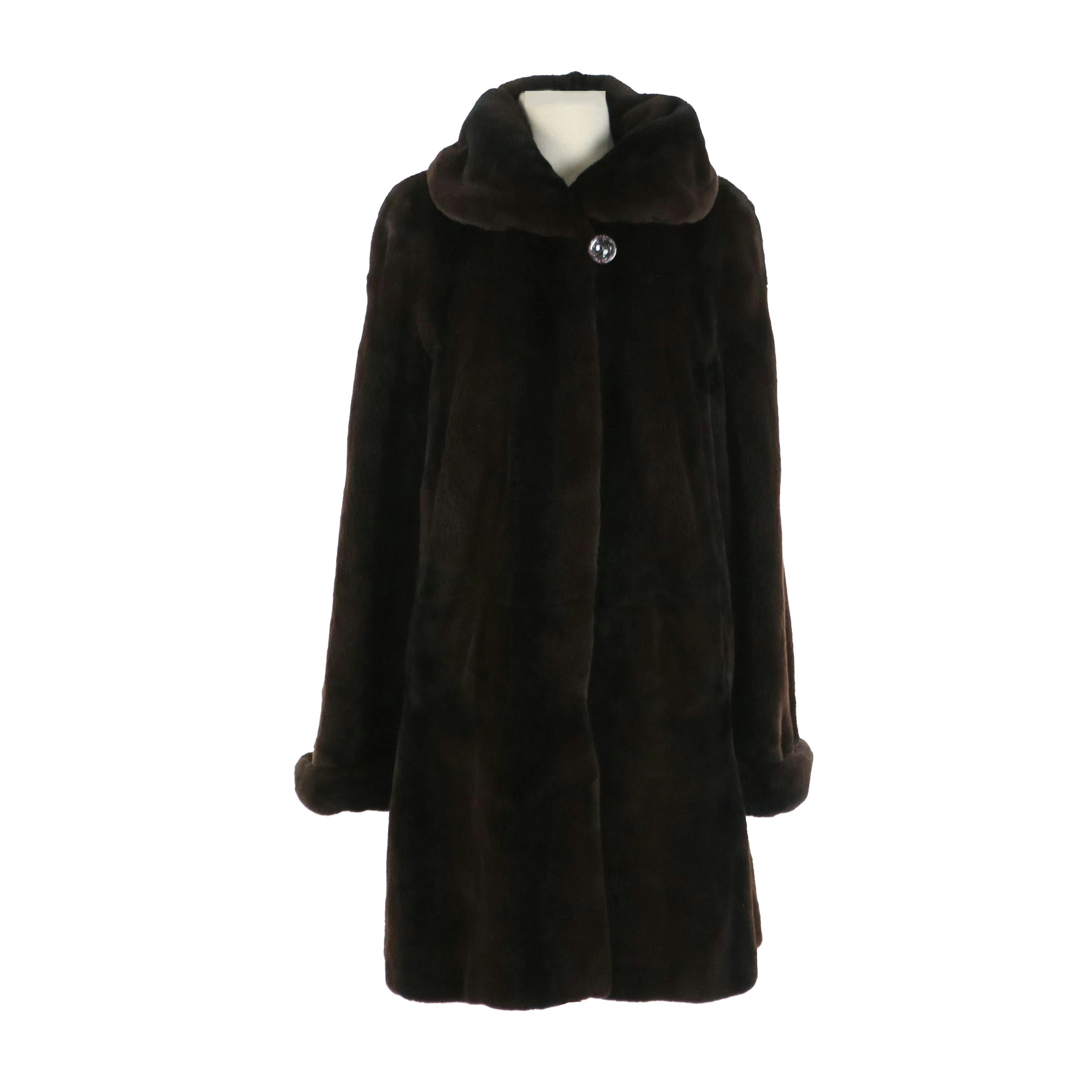 Reversible Sheared Mink Fur/Iridescent Textile Coat
