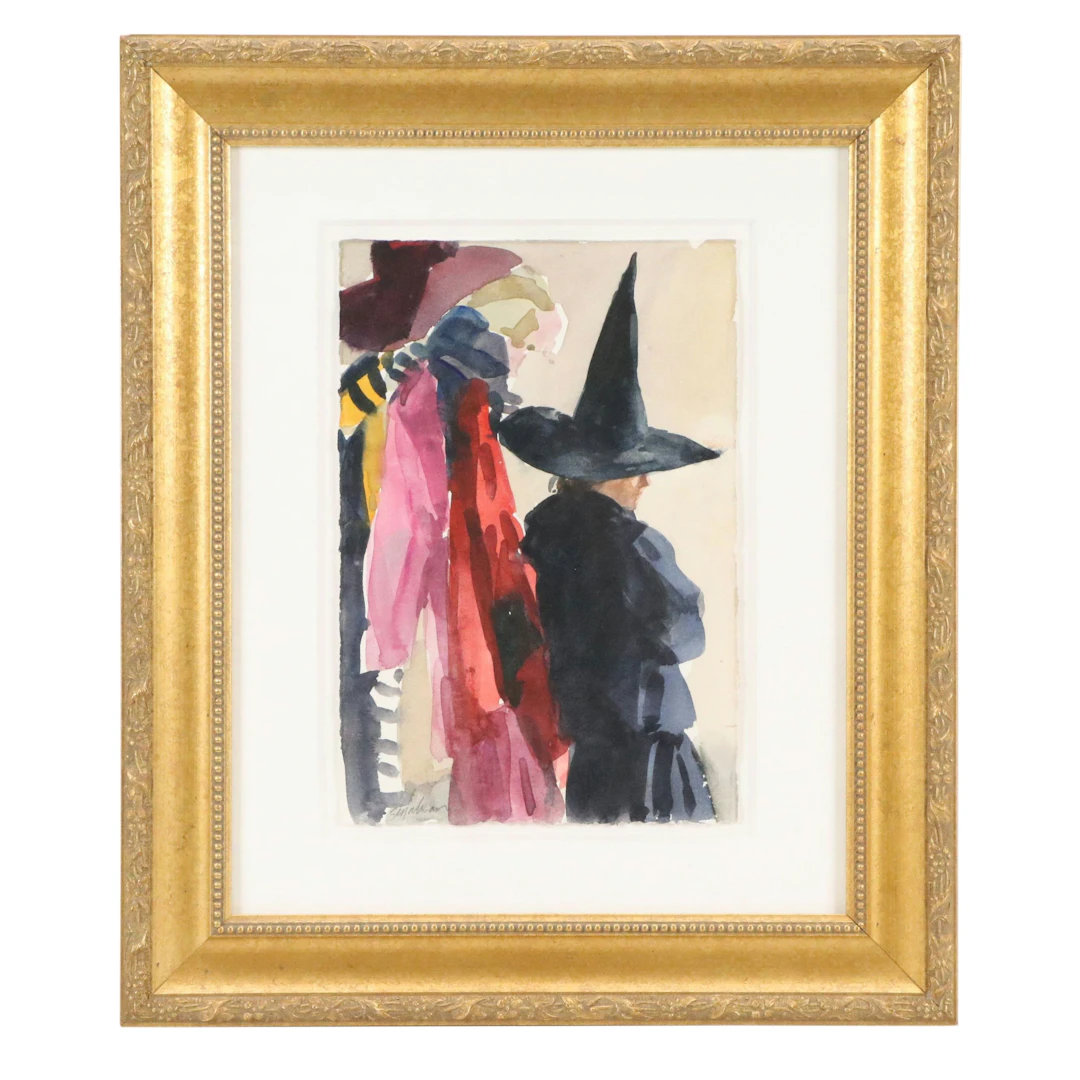 Richard Segalman Stylized Watercolor Painting of Witch