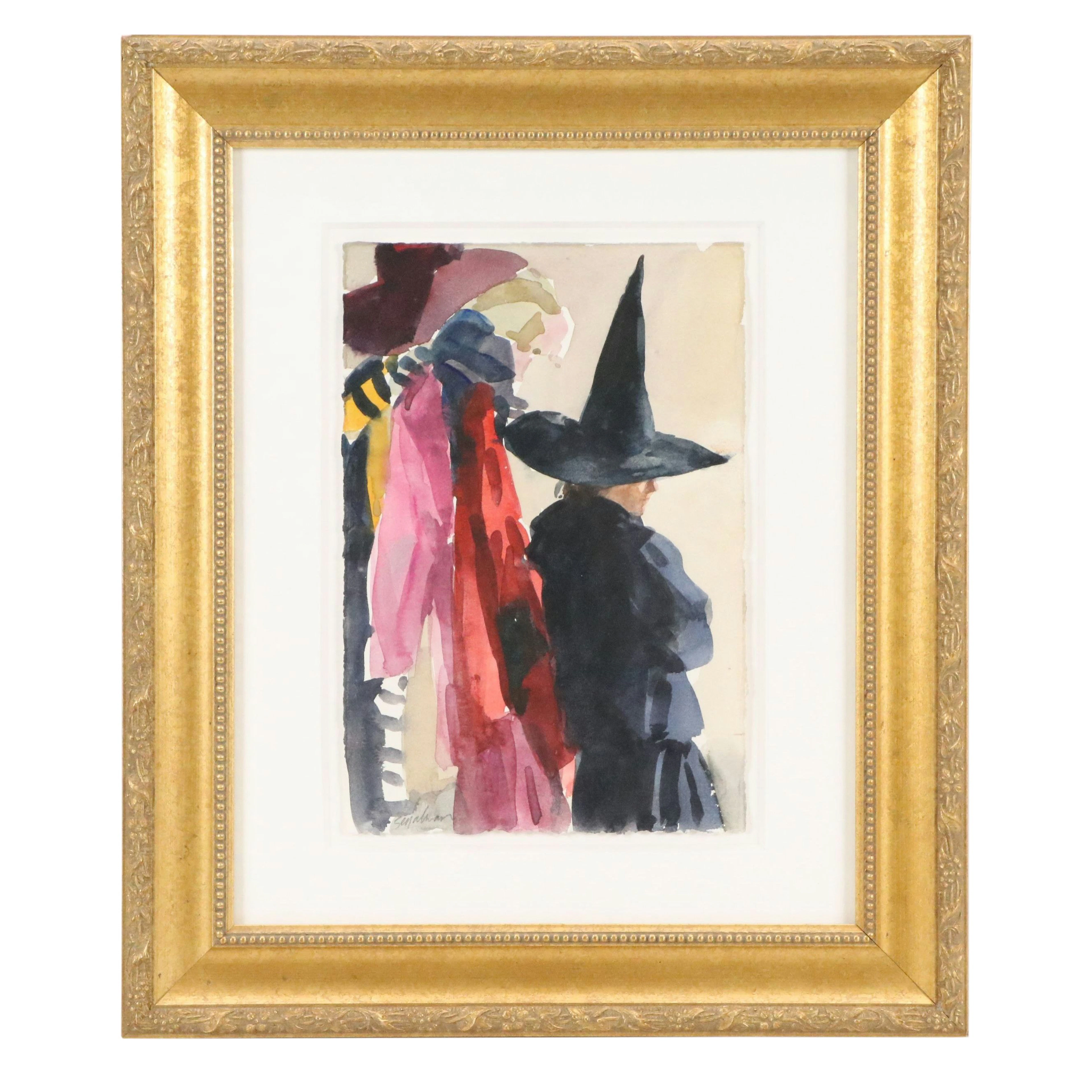 Richard Segalman Stylized Watercolor Painting of Witch