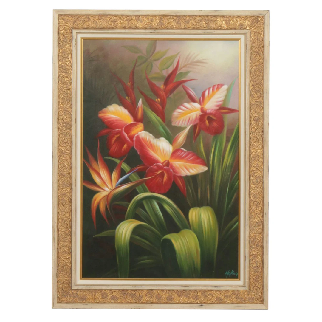 McKay Oil Painting of Tropical Flowers and Plants