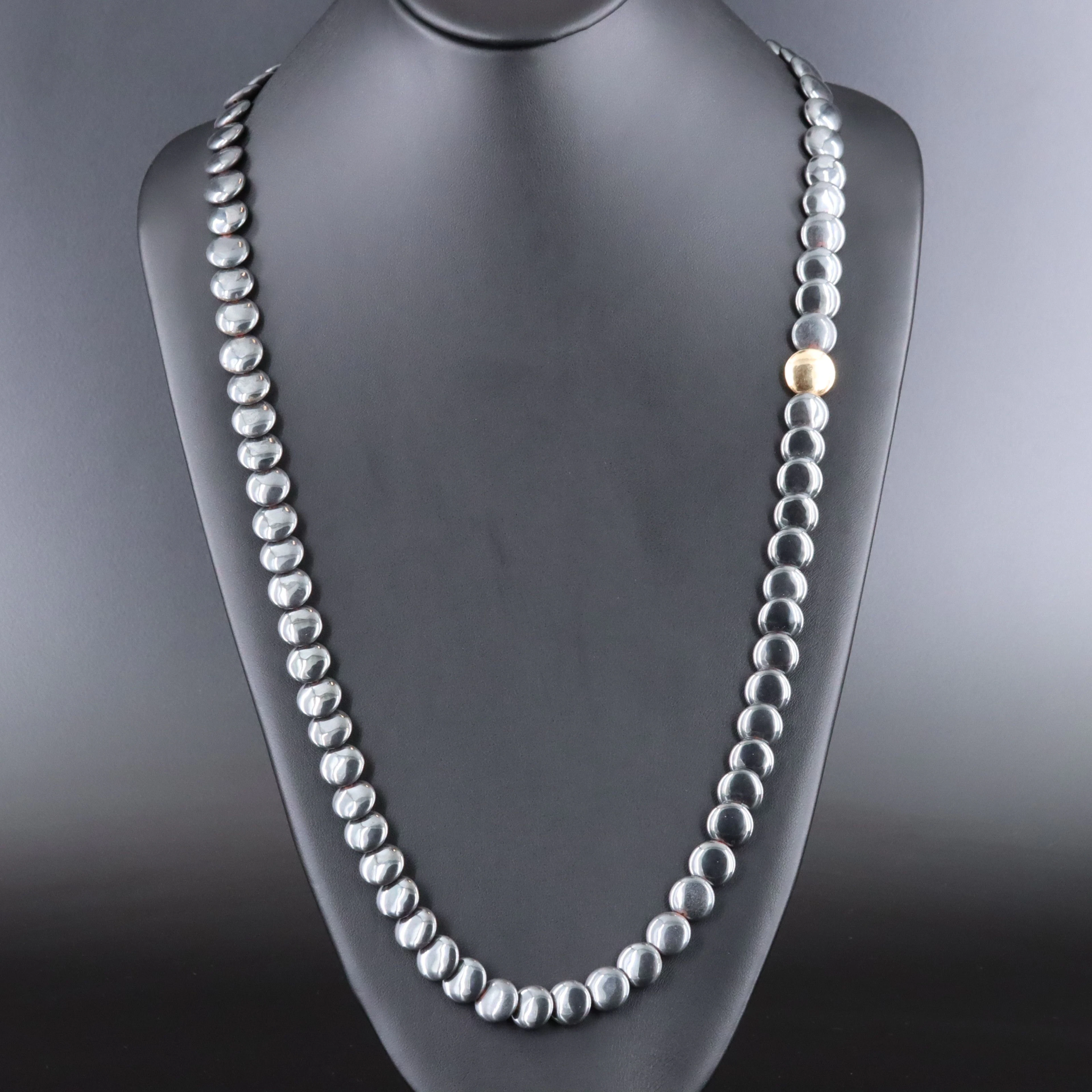 Faux Hematite Necklace with 14K Accent