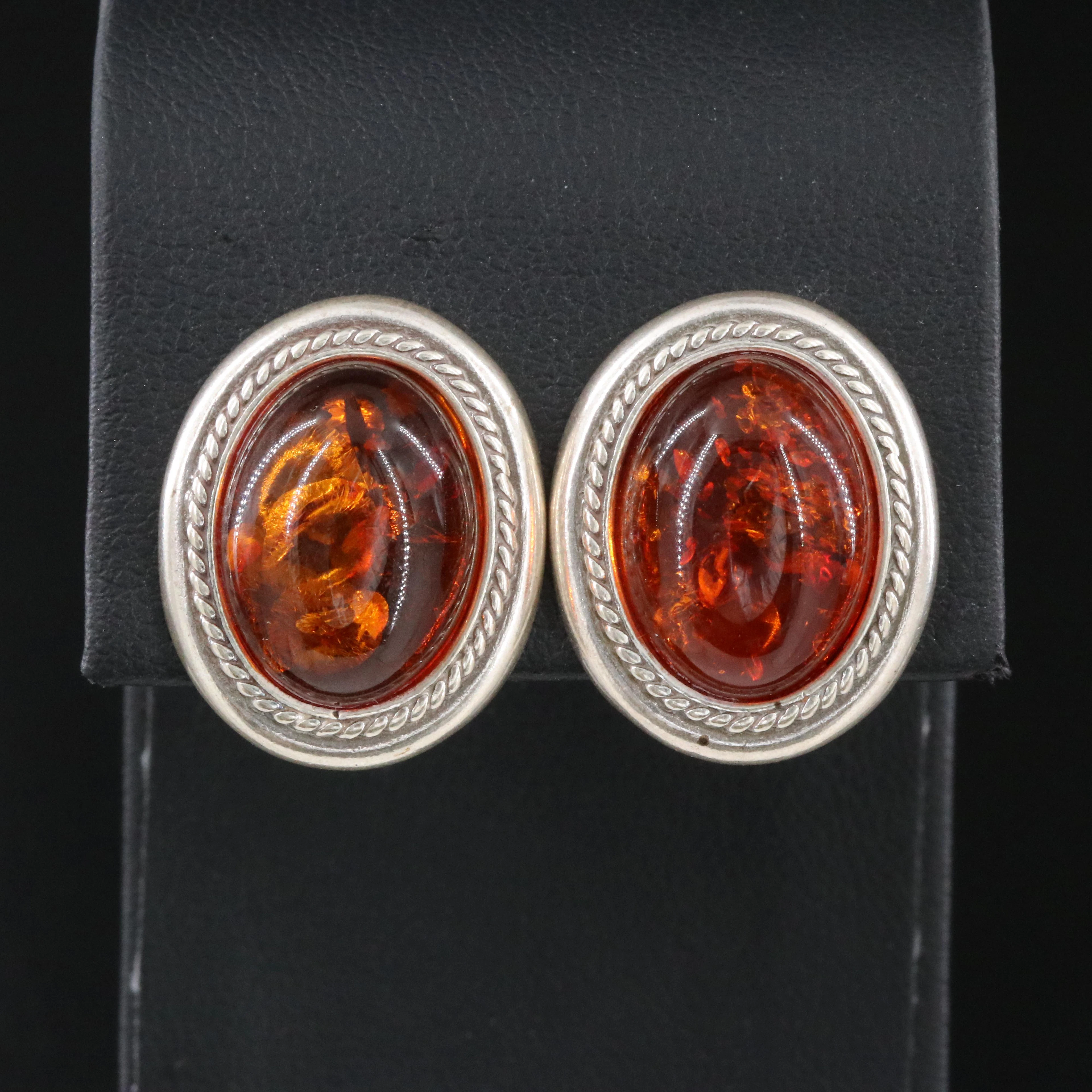 Sterling Amber Earrings