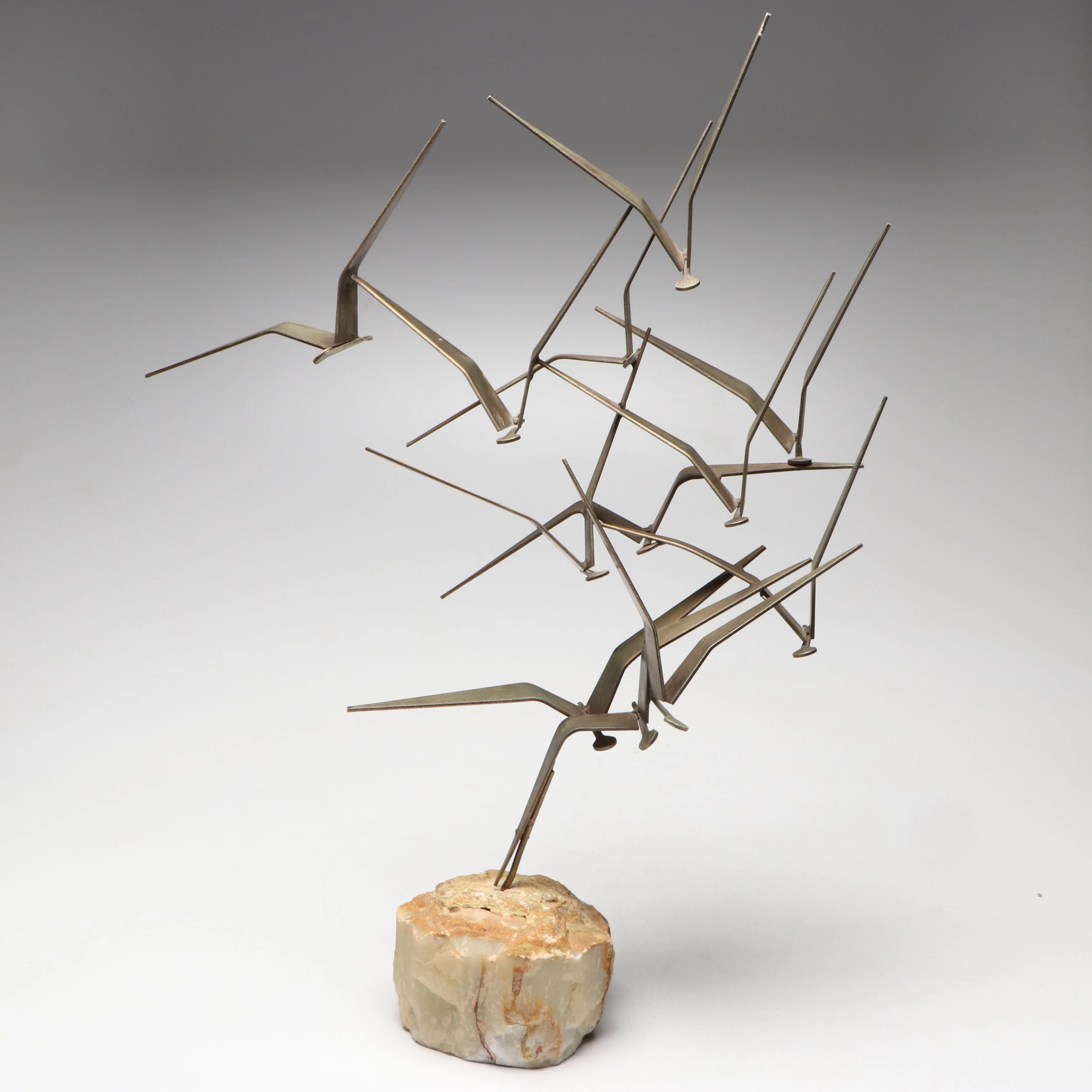 Curtis Jeré Metal Sculpture "Birds in Flight," Mid-20th Century