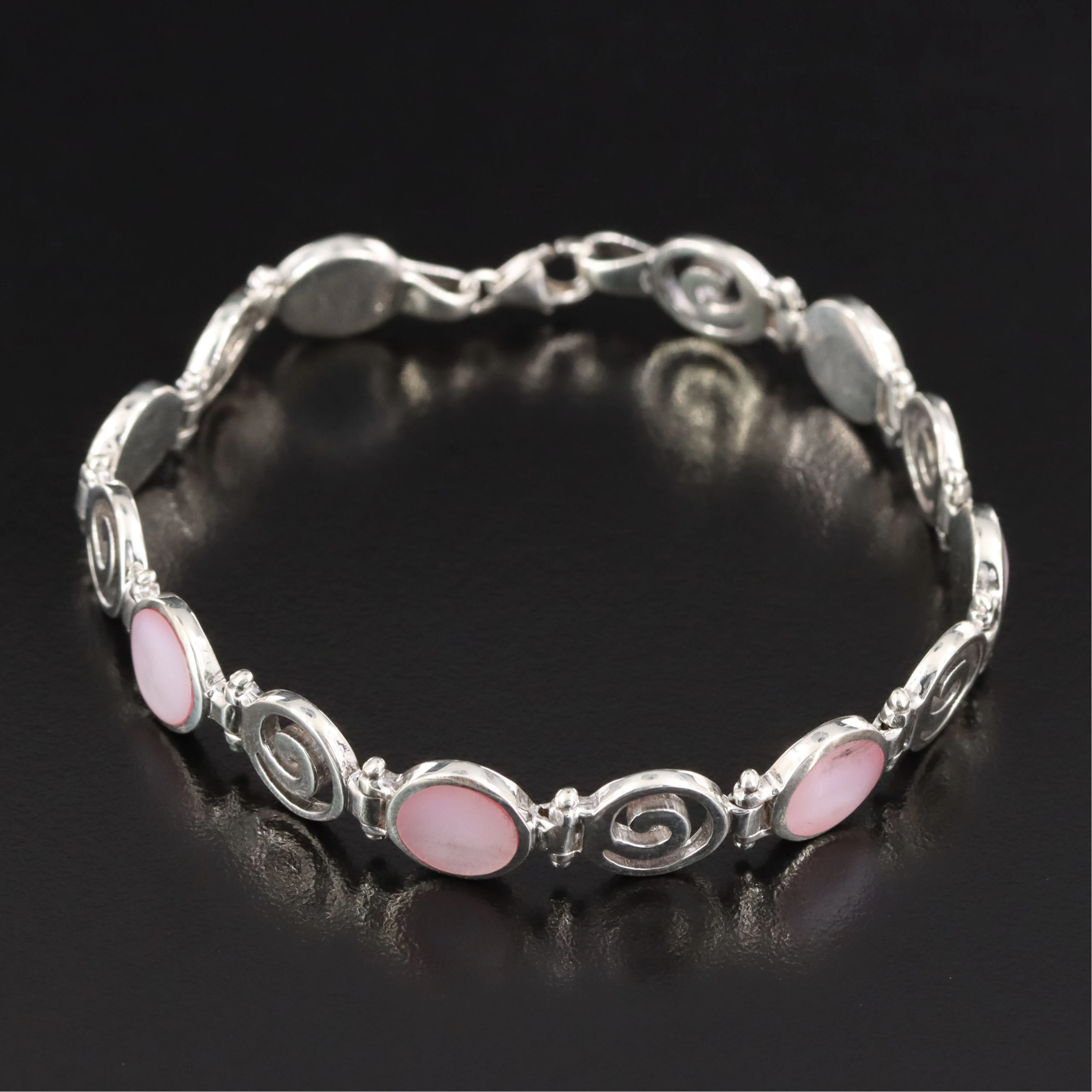 Sterling Mother-of-Pearl and Spiral Link Bracelet