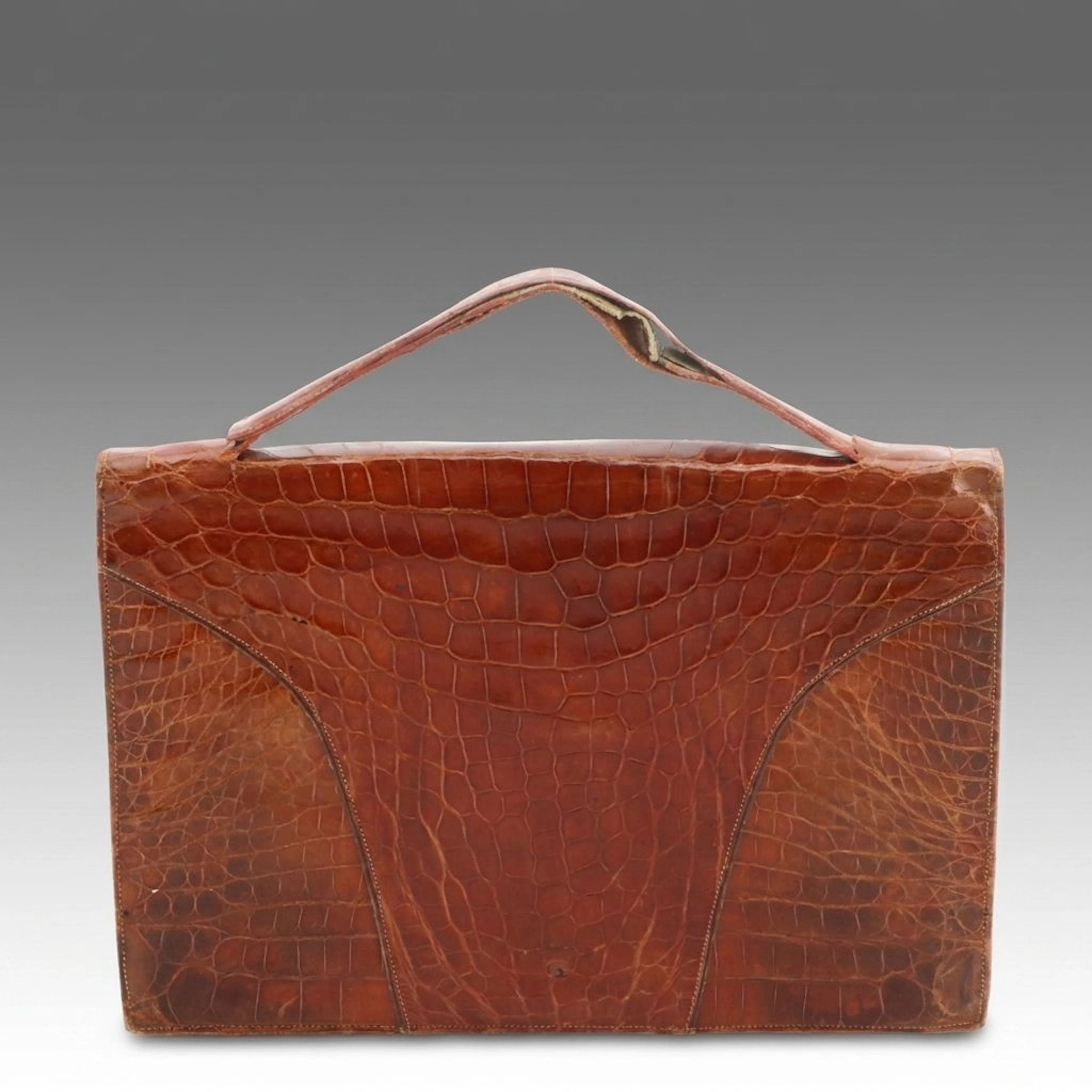 Alligator Skin Full Flap Gusset Clutch Purse, Vintage