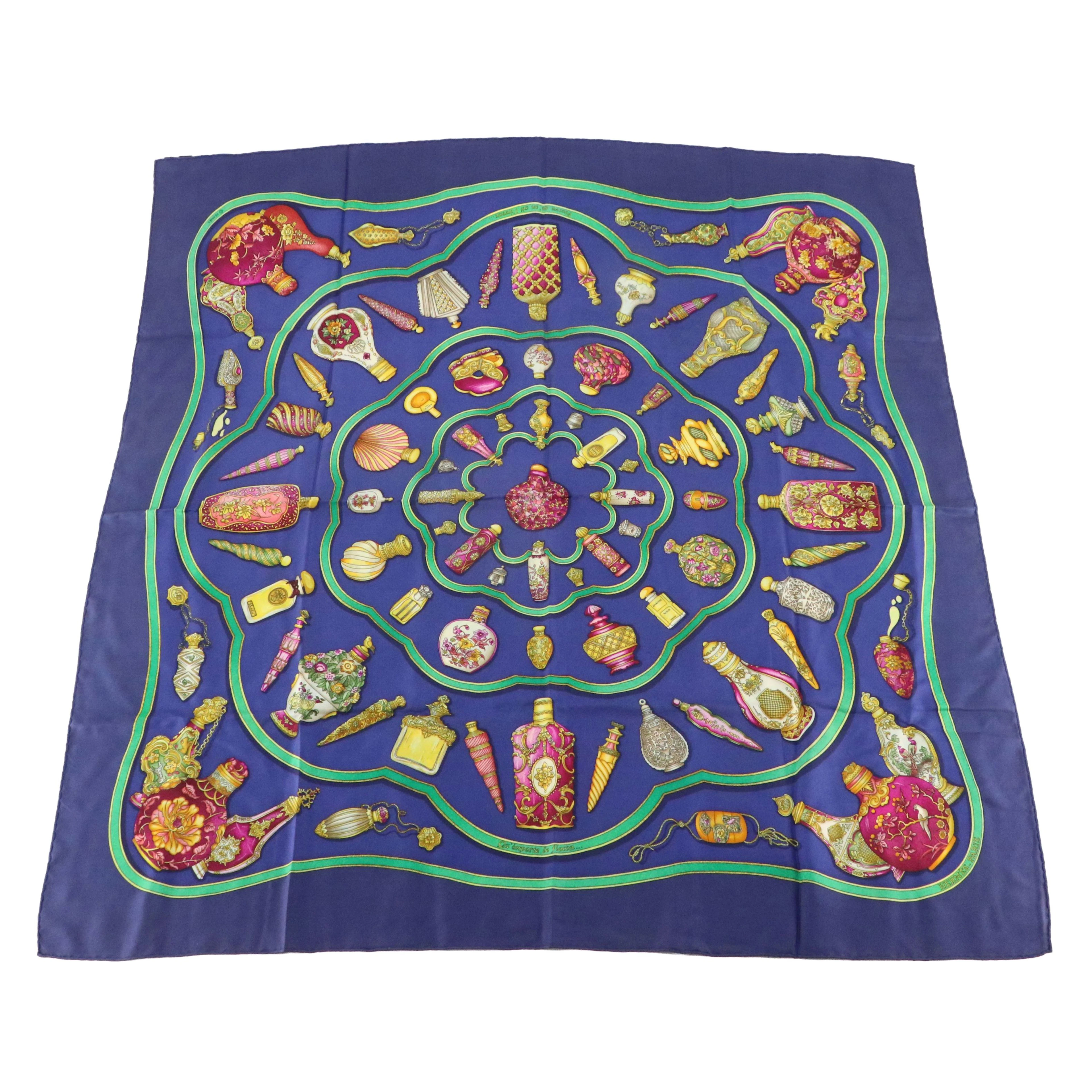 Hermès “Qu’Importe Le Flaçon” Scarf 90 in Silk Twill