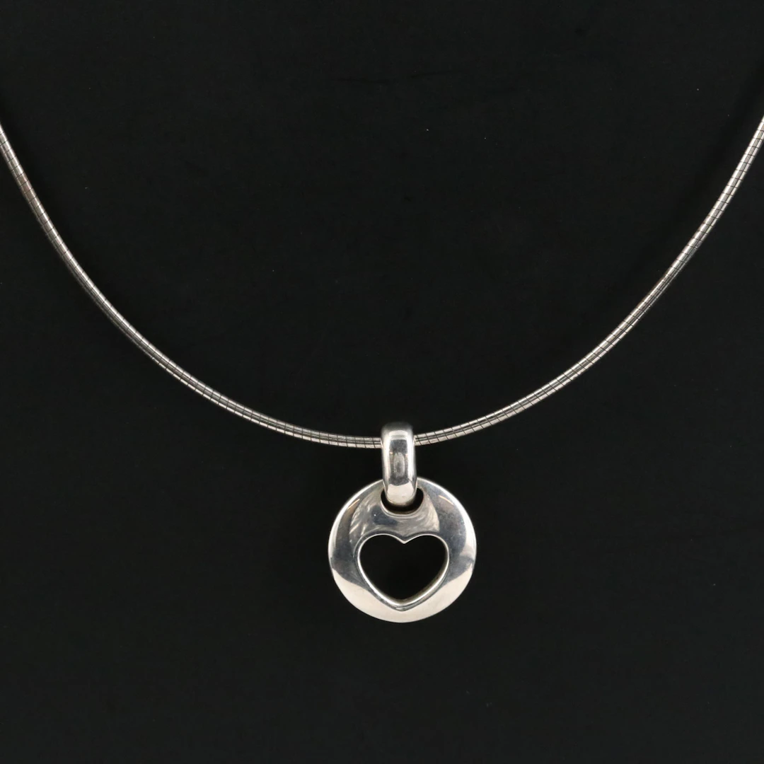 Tiffany & Co. Sterling Cut Out Heart Necklace
