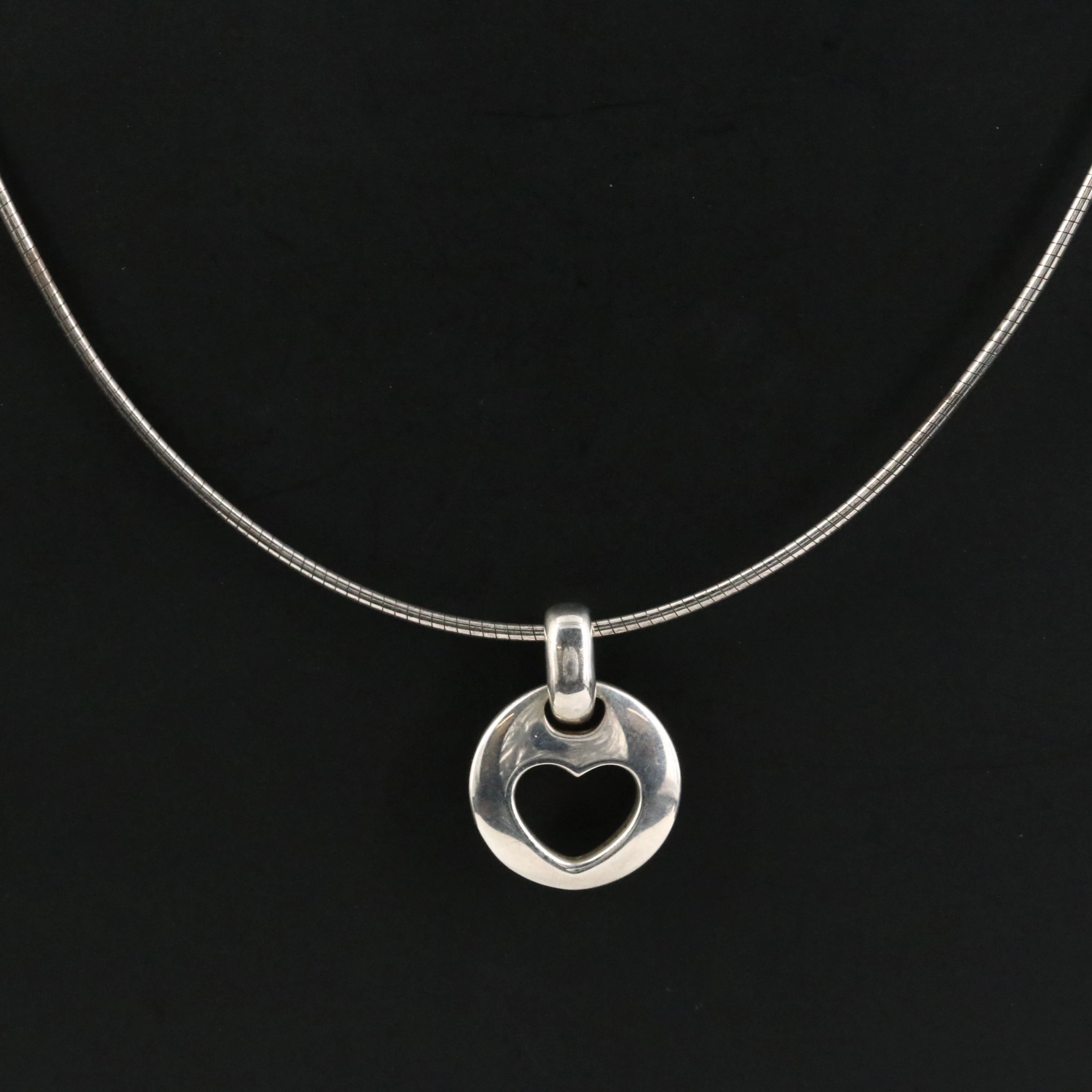 Tiffany & Co. Sterling Cut Out Heart Necklace