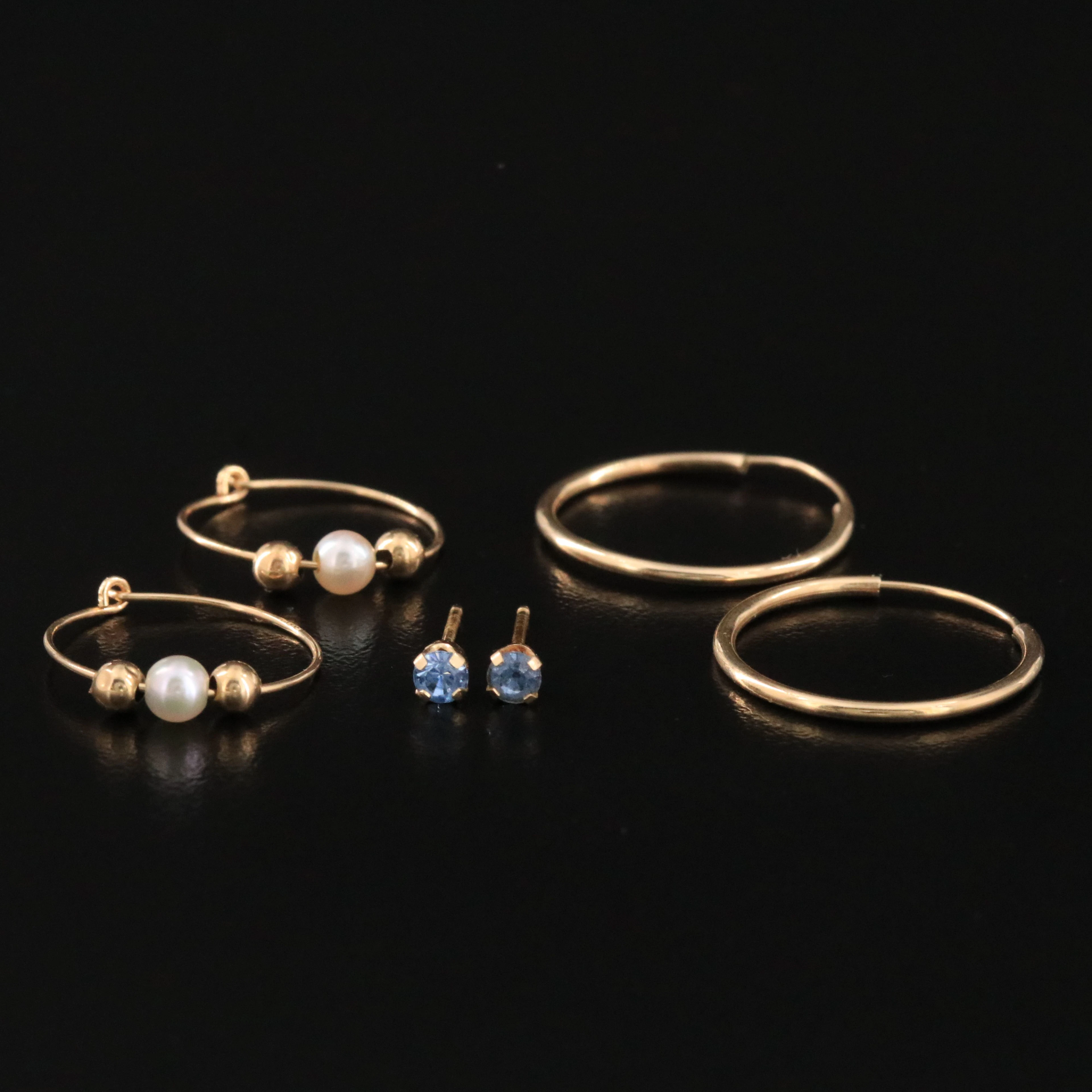 14K Rhinestone and Pearl Earrings