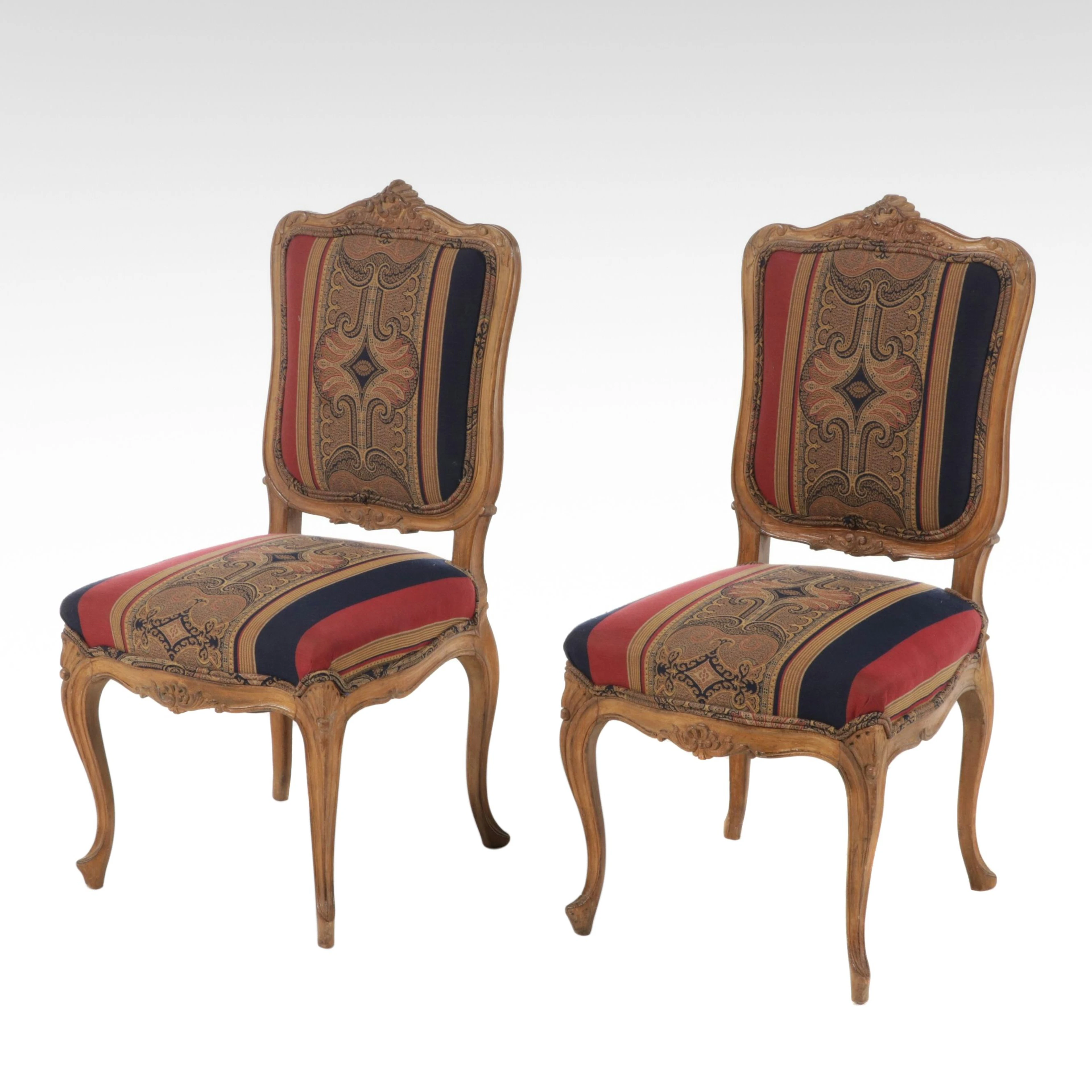 Pair of Louis XV Style Carved Walnut Side Chairs