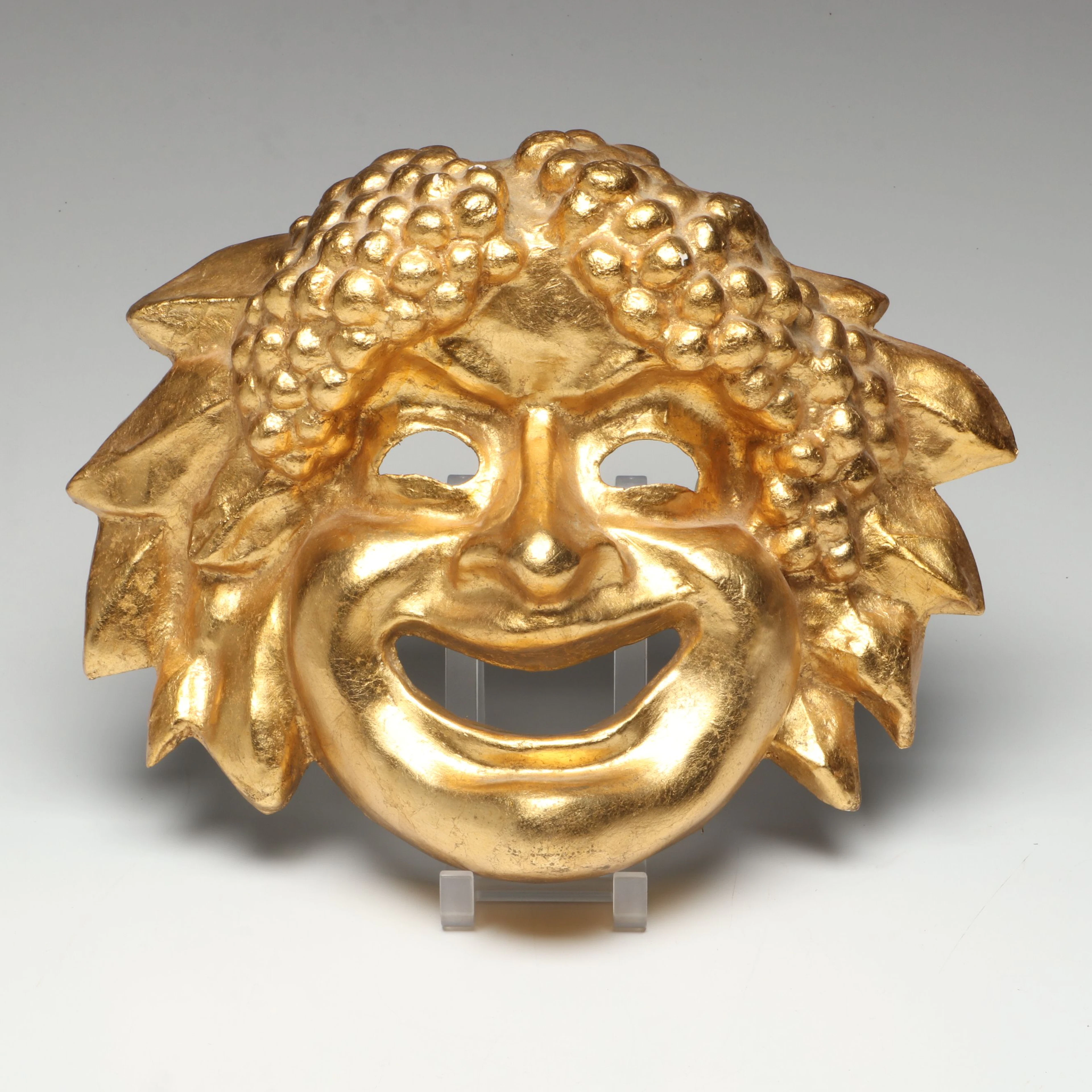 Venetian Handmade Gold Gilt Papier-Mâché Bacchus Carnival Mask