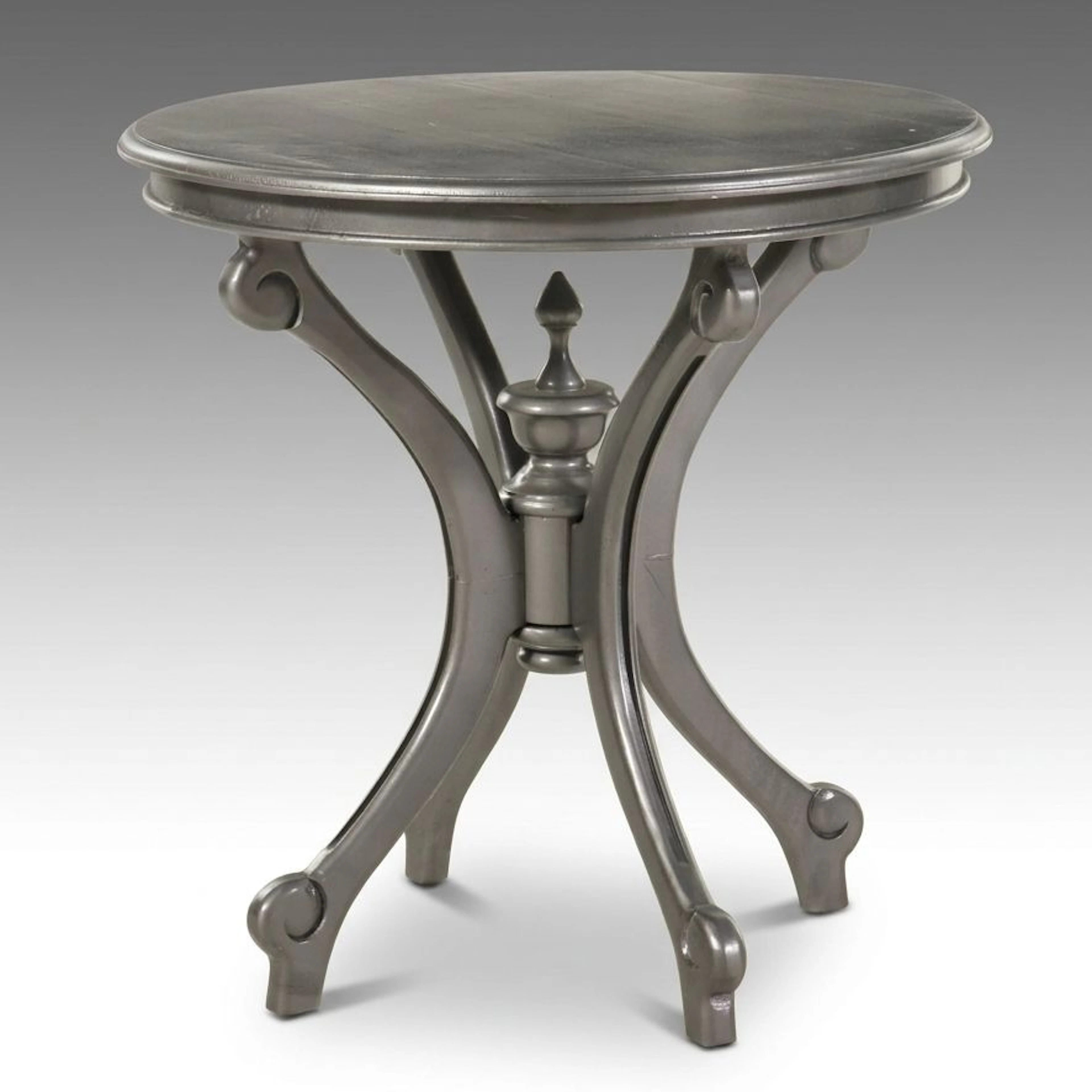 Contemporary Charcoal Gray Cast Metal Gothic Revival Accent Table