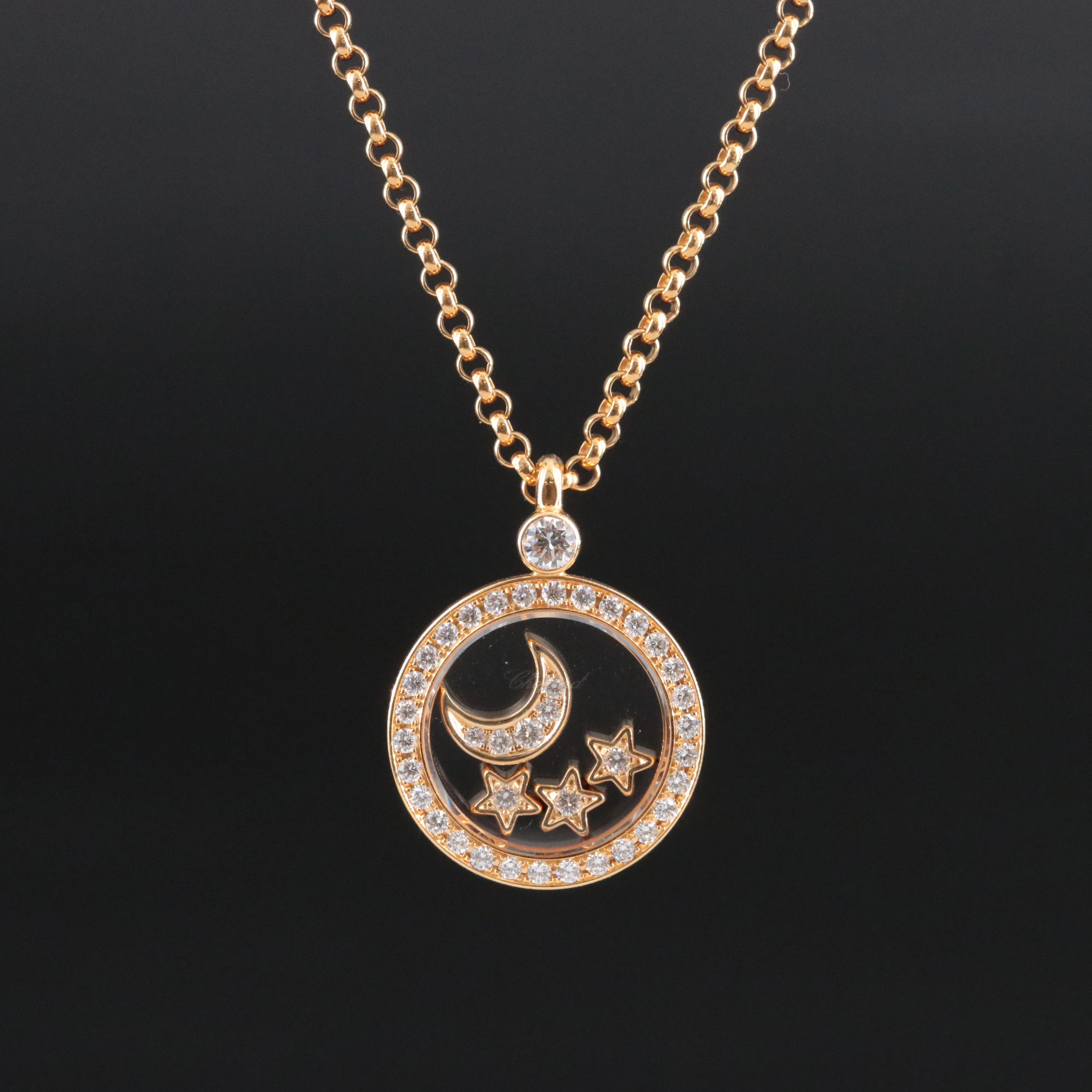 Chopard 18K Happy Moon and Stars Pendant Necklace