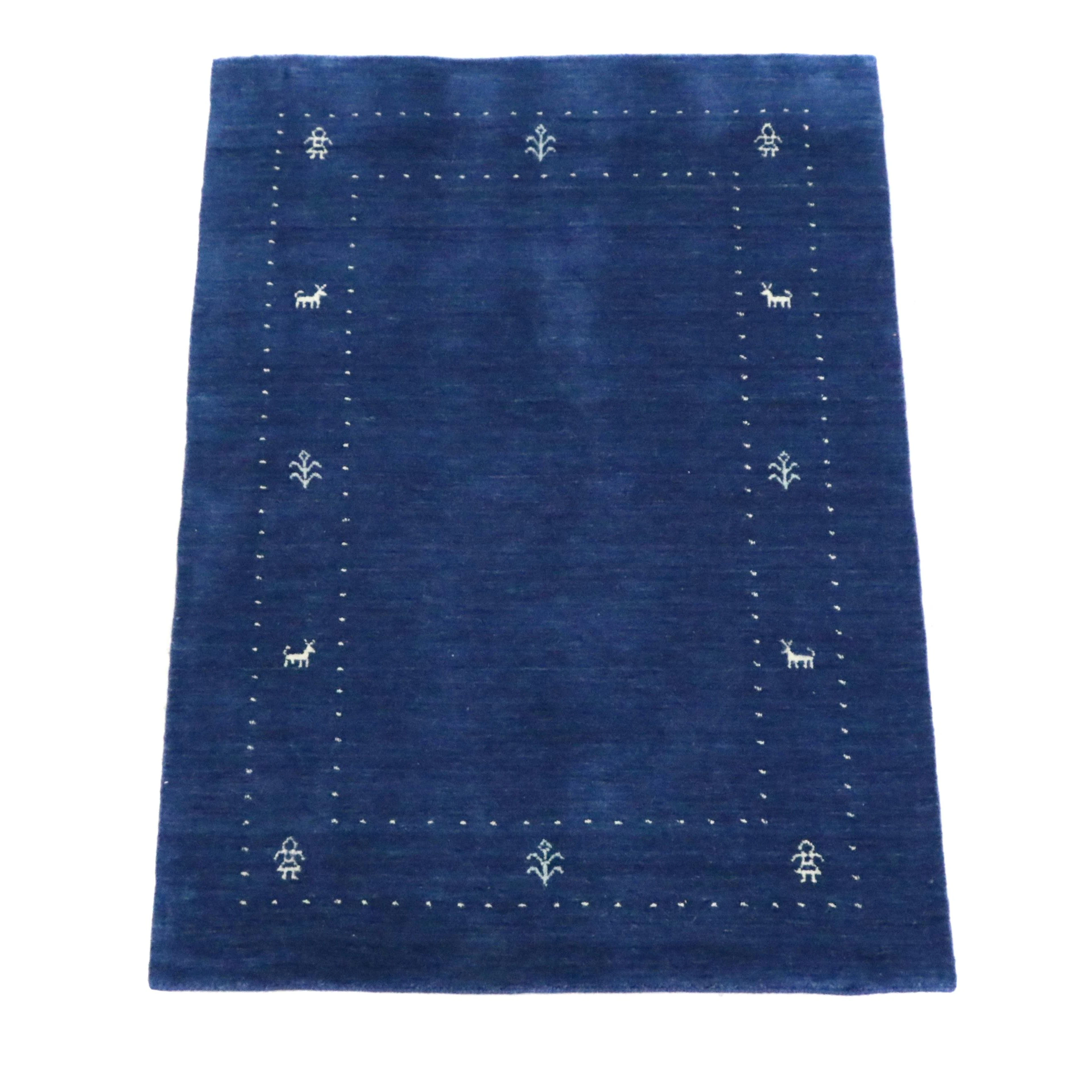 4'1 x 5'10 Hand-Knotted Indo-Persian Gabbeh Style Area Rug