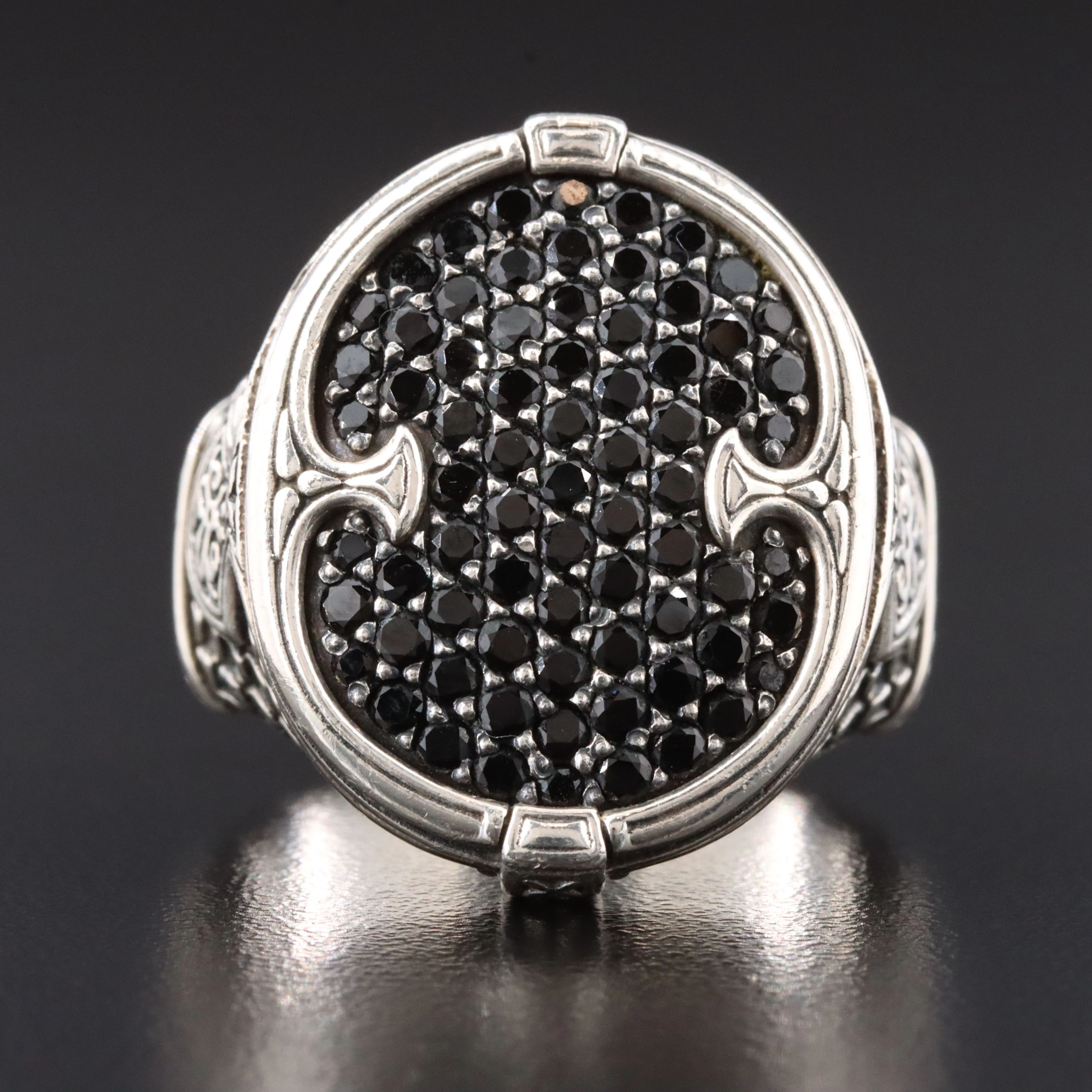 Konstantino Sterling Pavé Black Spinel Men's Signet Ring