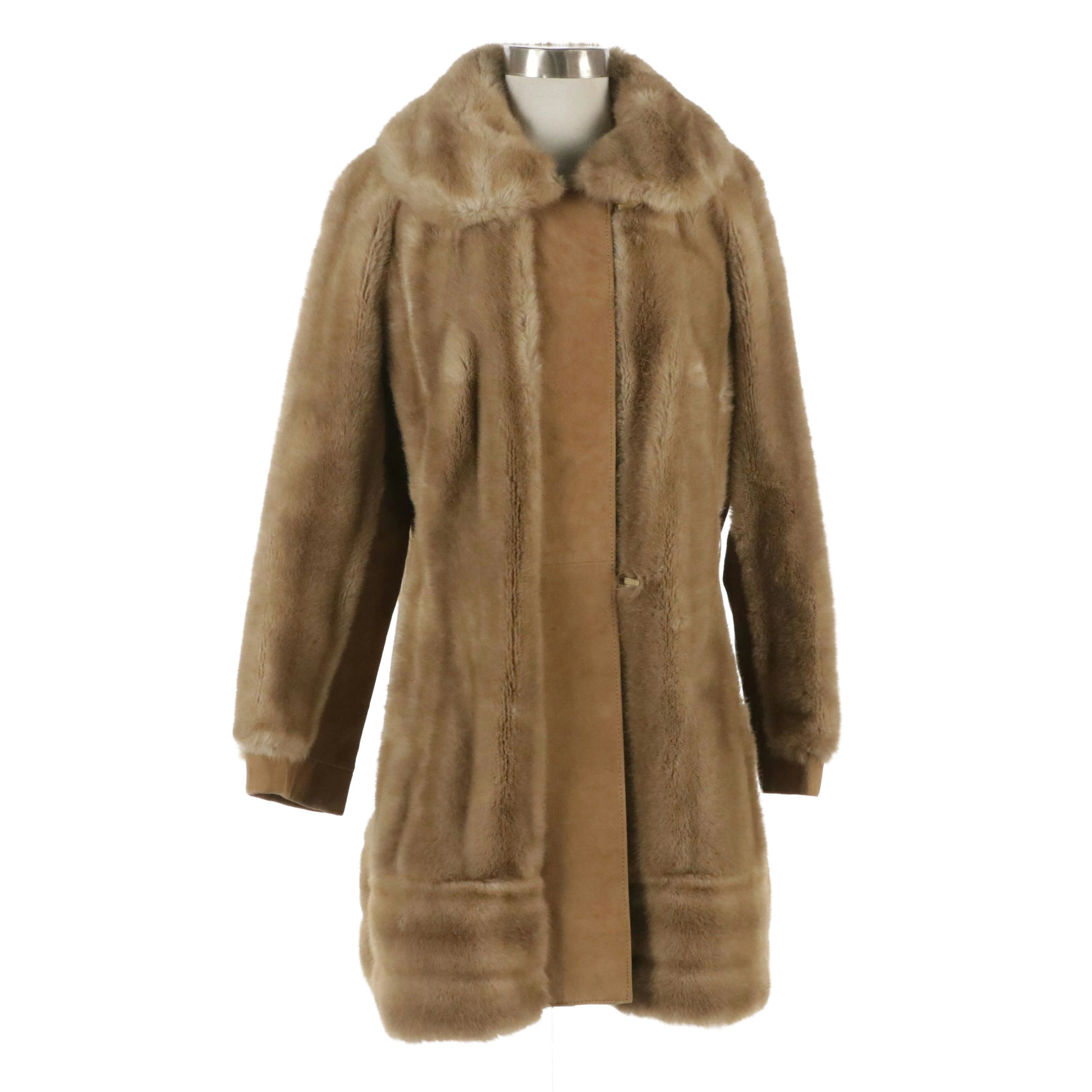 London Leathers by Lilli Ann Stroller Coat in Suede and Faux Fur