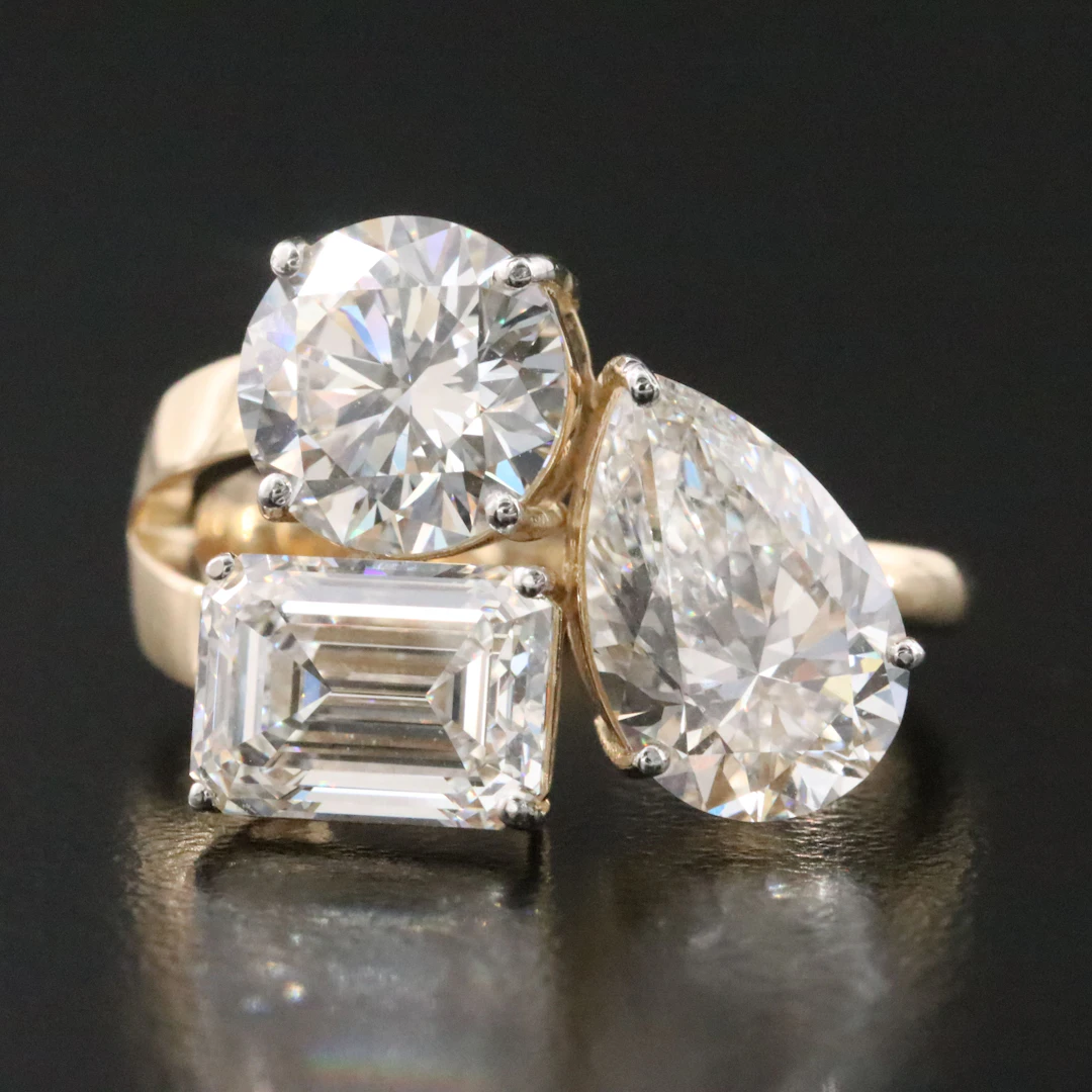14K 5.89 CTW Lab Grown Diamond Three Stone Ring with IGI Report
