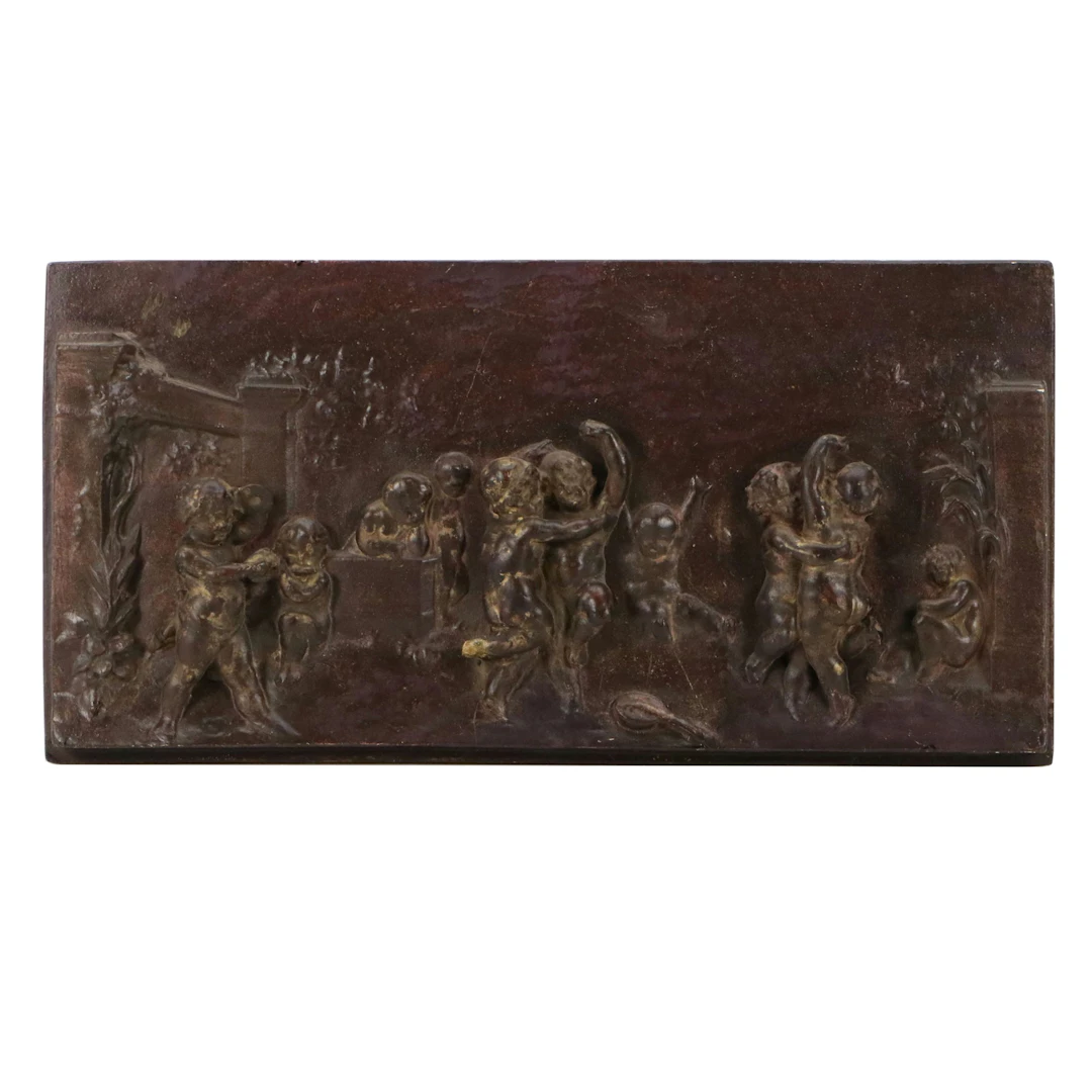 Neoclassical Style Plaster Relief Panel with Putti