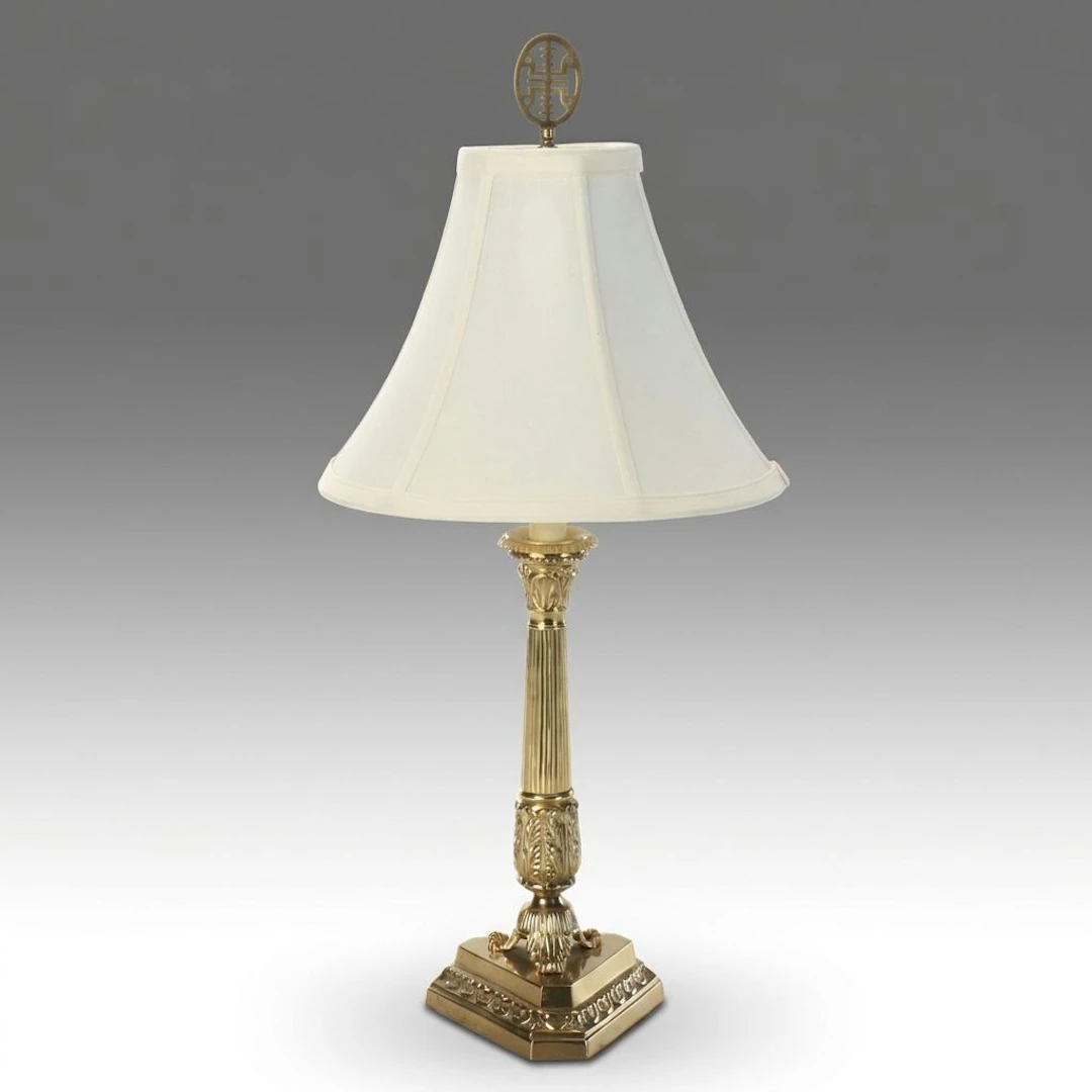Neoclassical Style Brass Candlestick Table Lamp