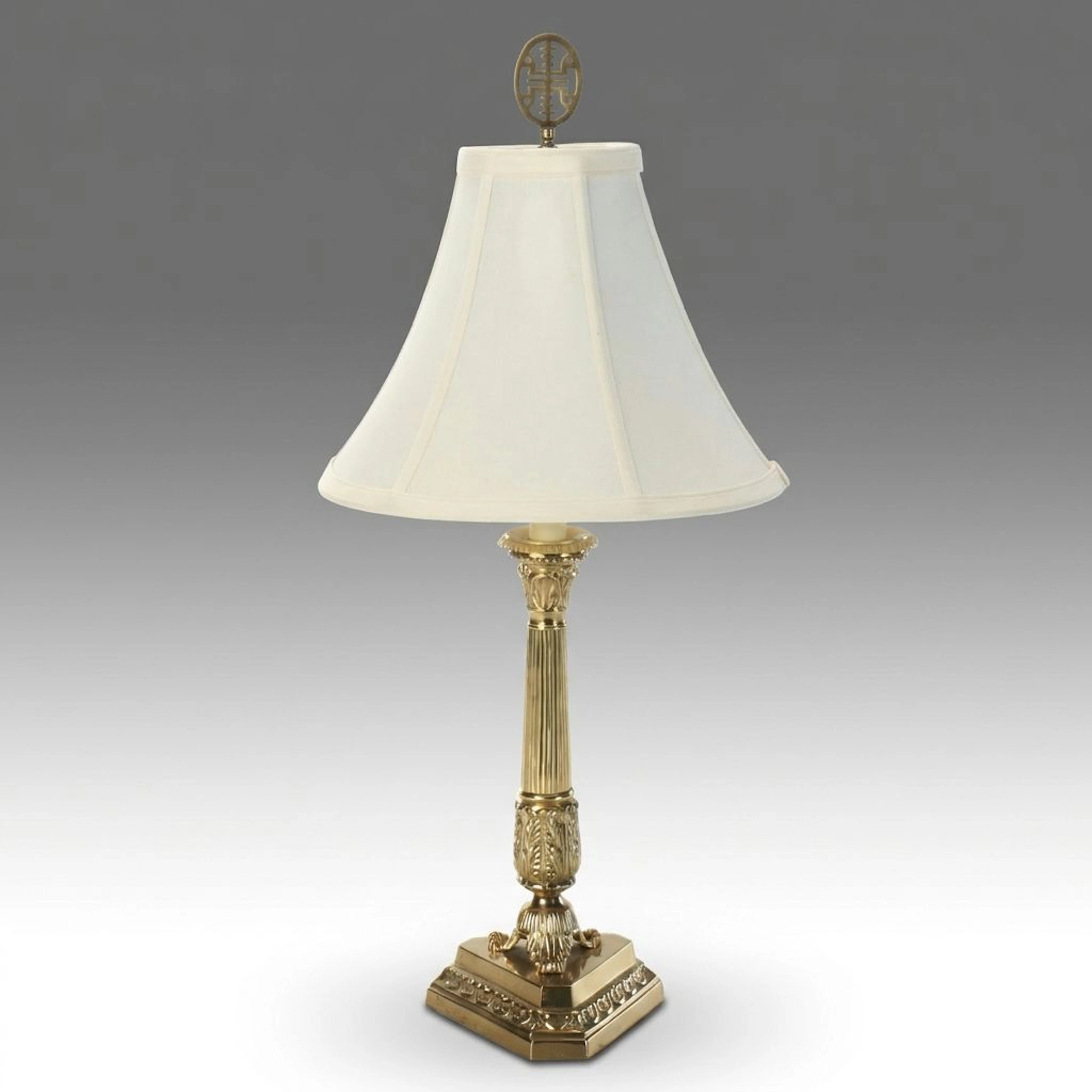 Neoclassical Style Brass Candlestick Table Lamp