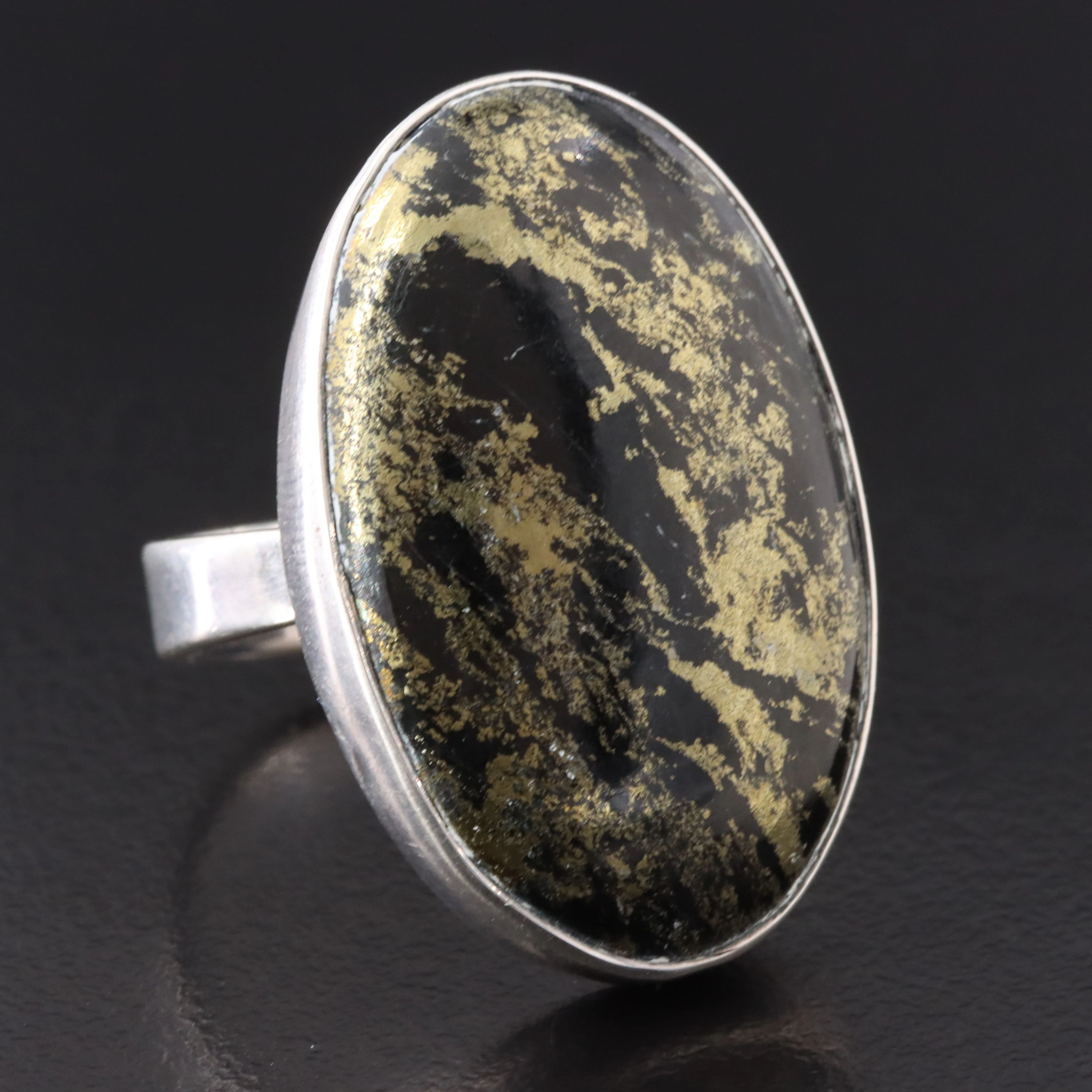 Sterling Onyx with Pyrite Ring