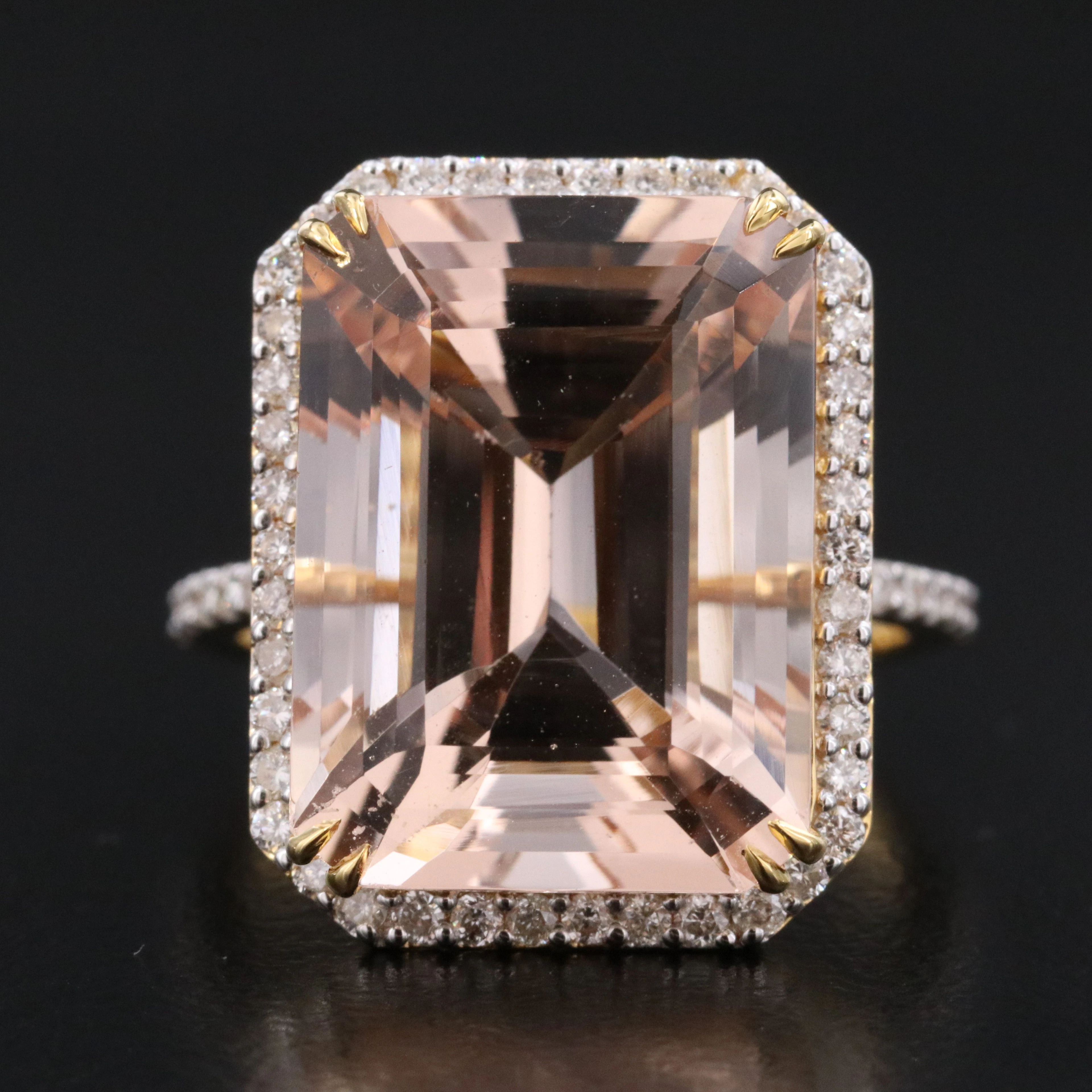 14K 11.62 CT Morganite and Diamond Ring
