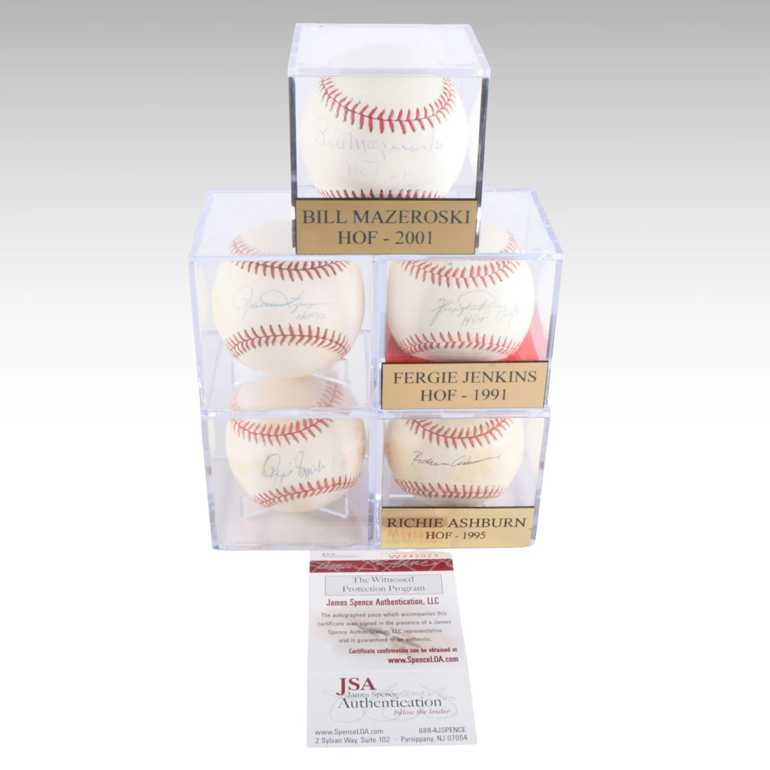 Five Hall of Fame Player-Signed Baseballs, Including Ozzie Smith