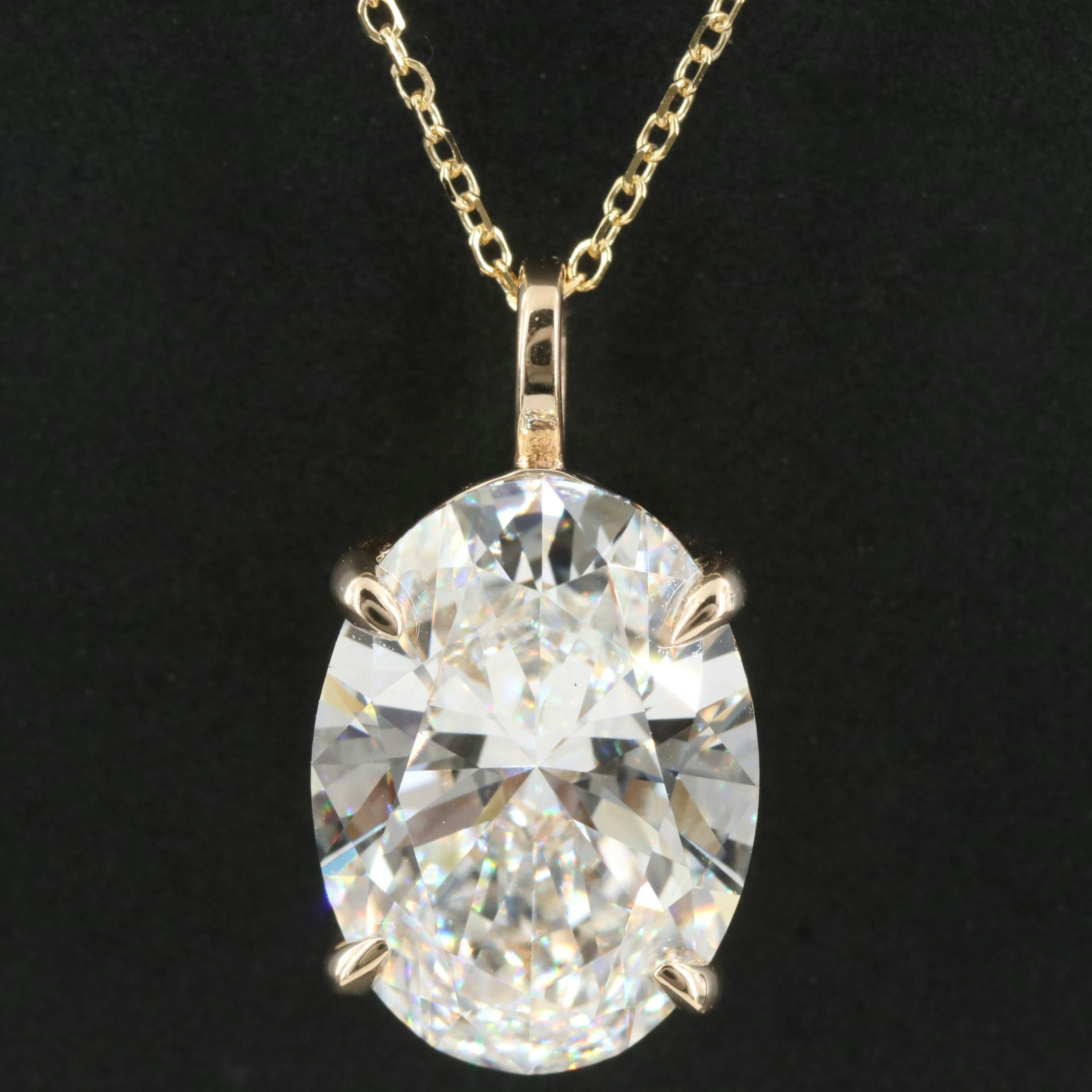 14K 5.09 CT Lab Grown Diamond Pendant Necklace with IGI Report