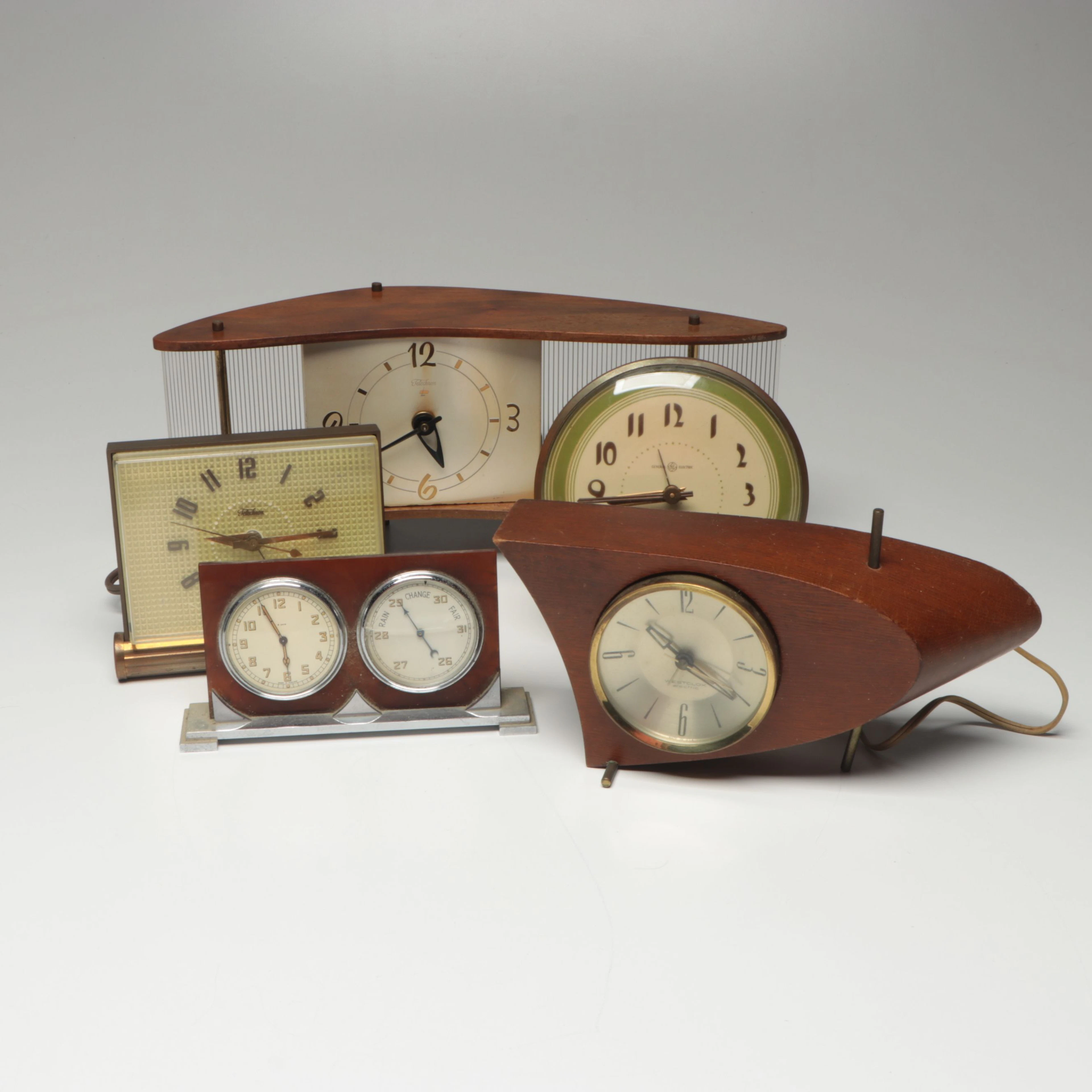 Vintage Telechron Mid Century Modern Walnut Mantel Clock and More