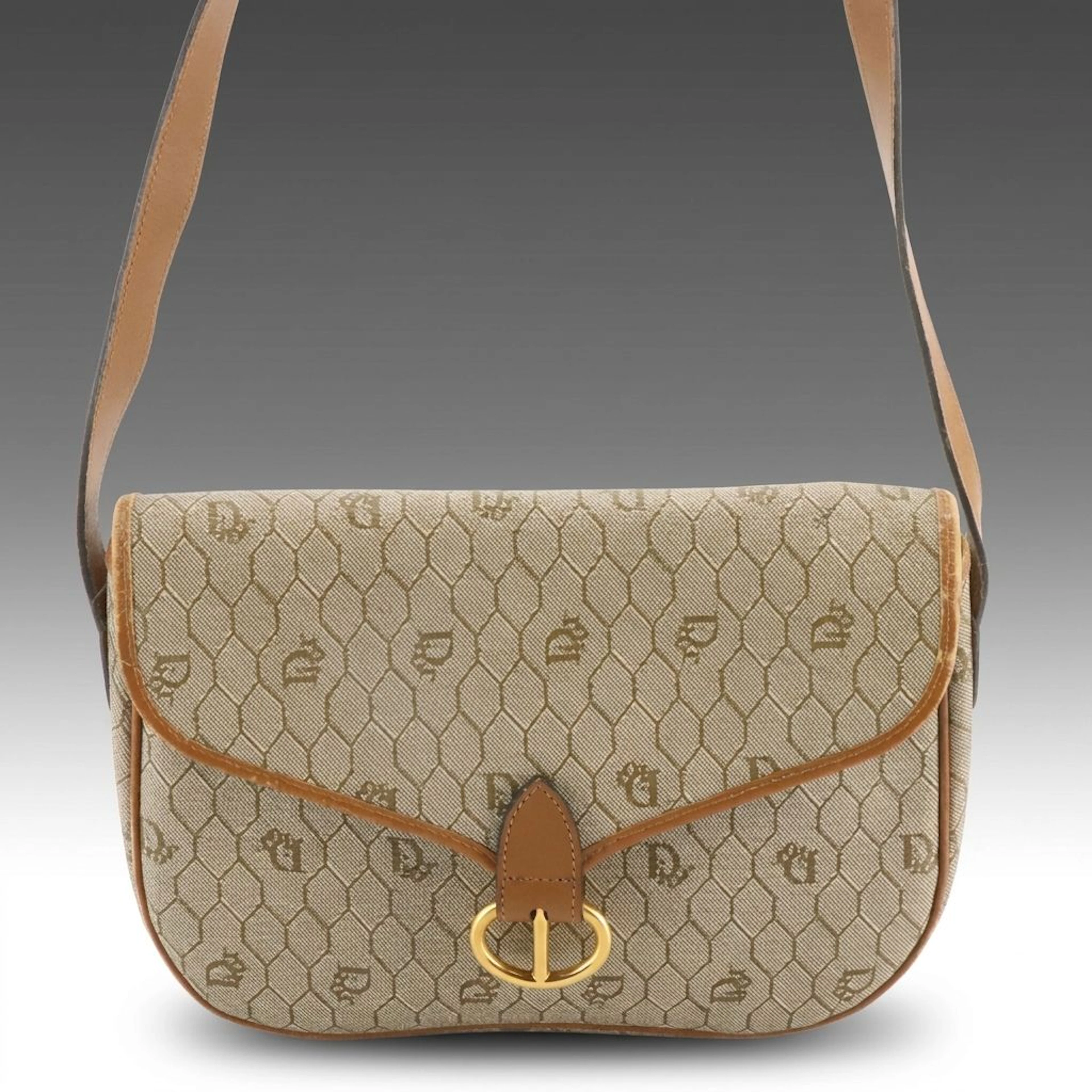 Christian Dior Honeycomb Coated canvas and Leather Flap Shoulder Bag