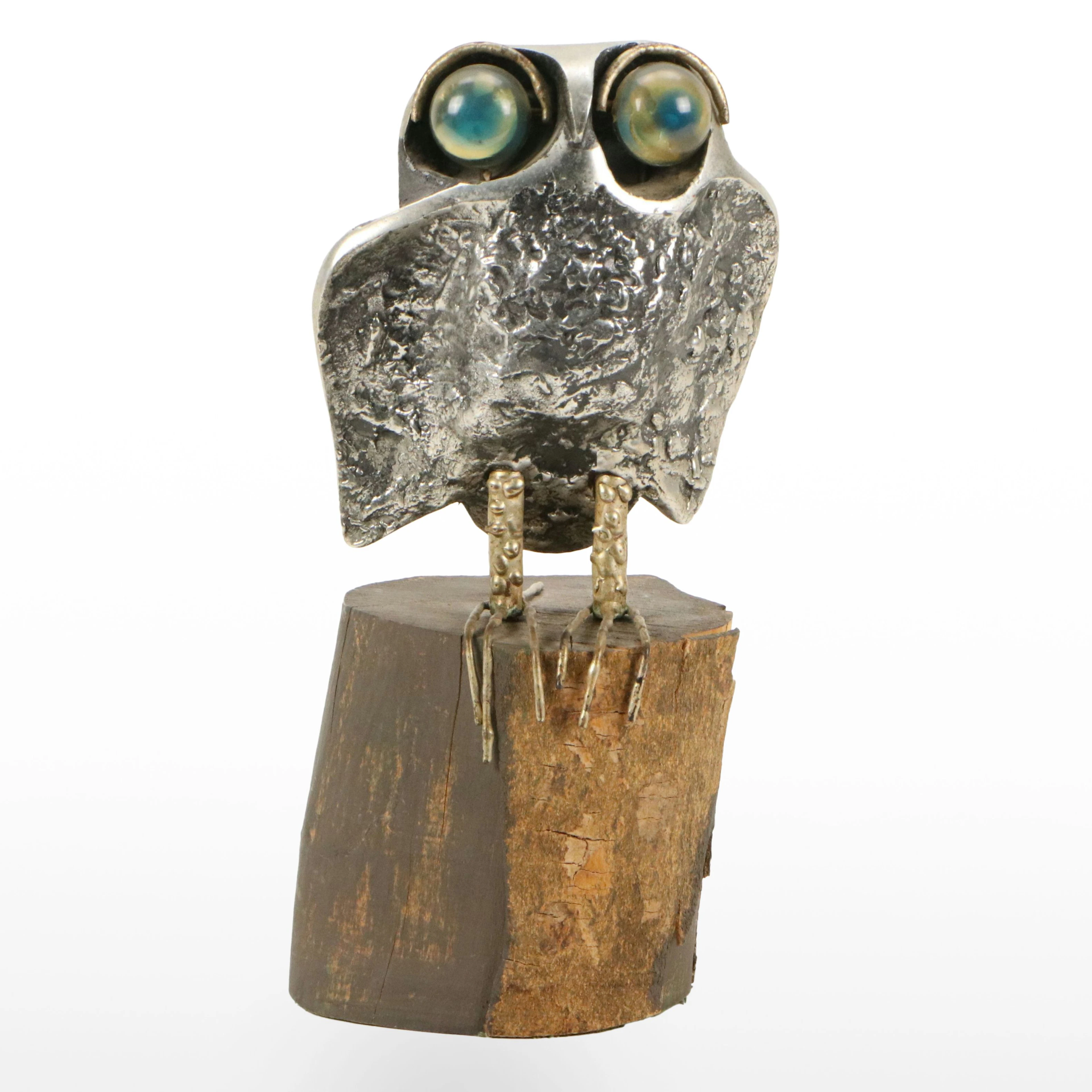 Curtis Jeré Late Mid Century Modern Metal Owl Sculpture, 1970