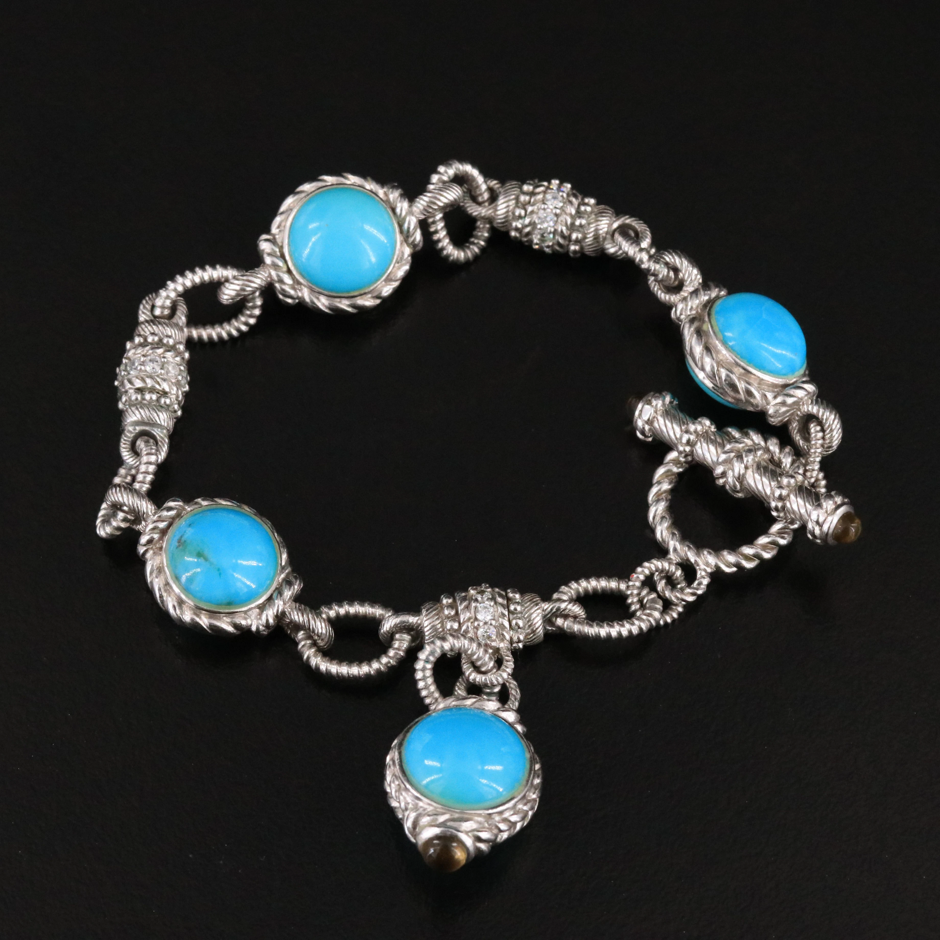 Judith Ripka Sterling Turquoise and CZ Bracelet