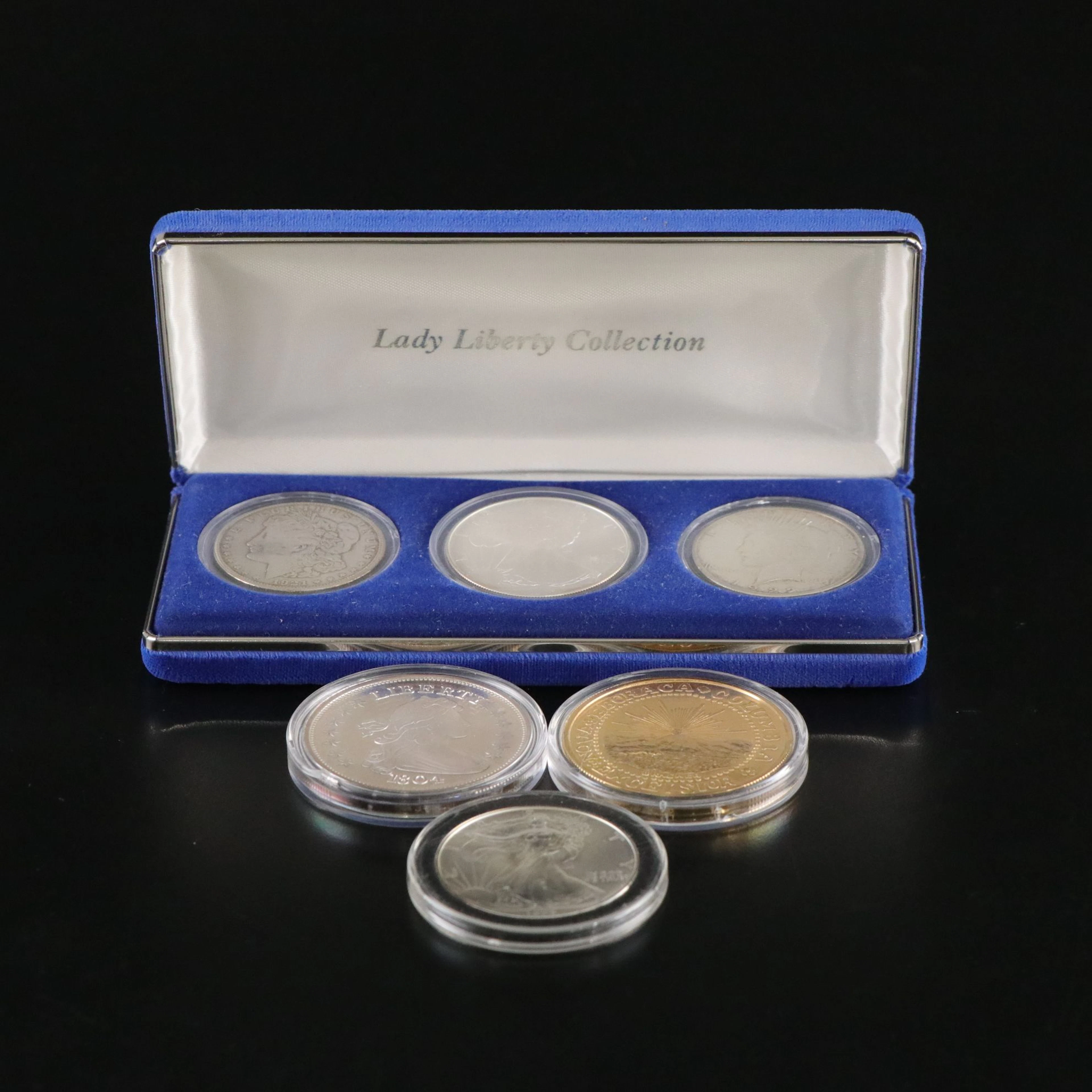 Silver Lady Liberty Collection with 1787 and 1804 Silver Dollar Replica Coins