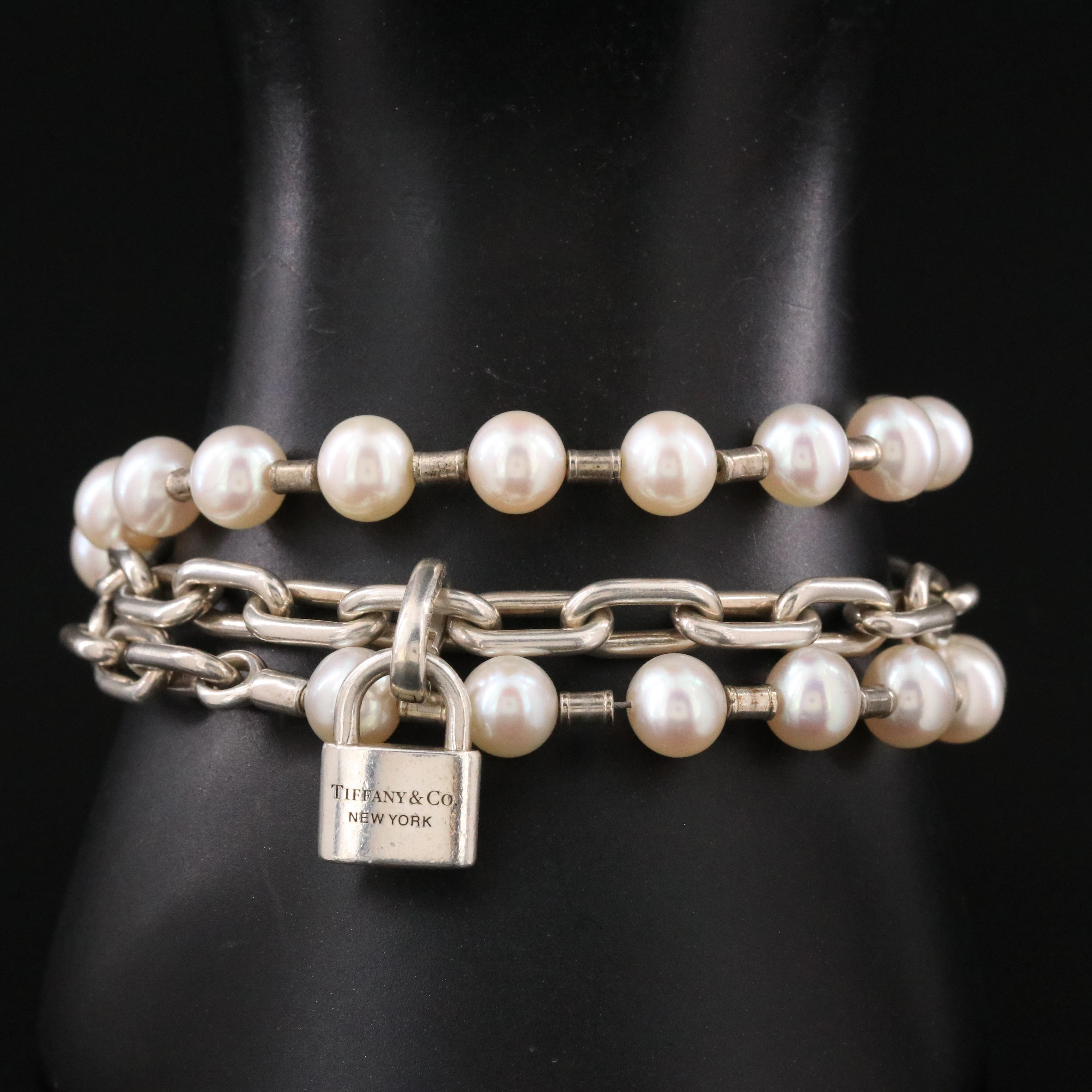 Tiffany & Co. HardWear Sterling Pearl Lock Wrap Bracelet