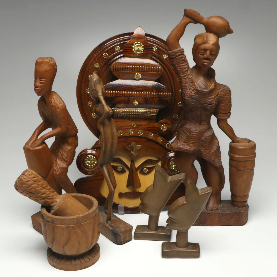 Indian Kathakali Wall Plaque, Other Caribbean and African Folk Art Figures