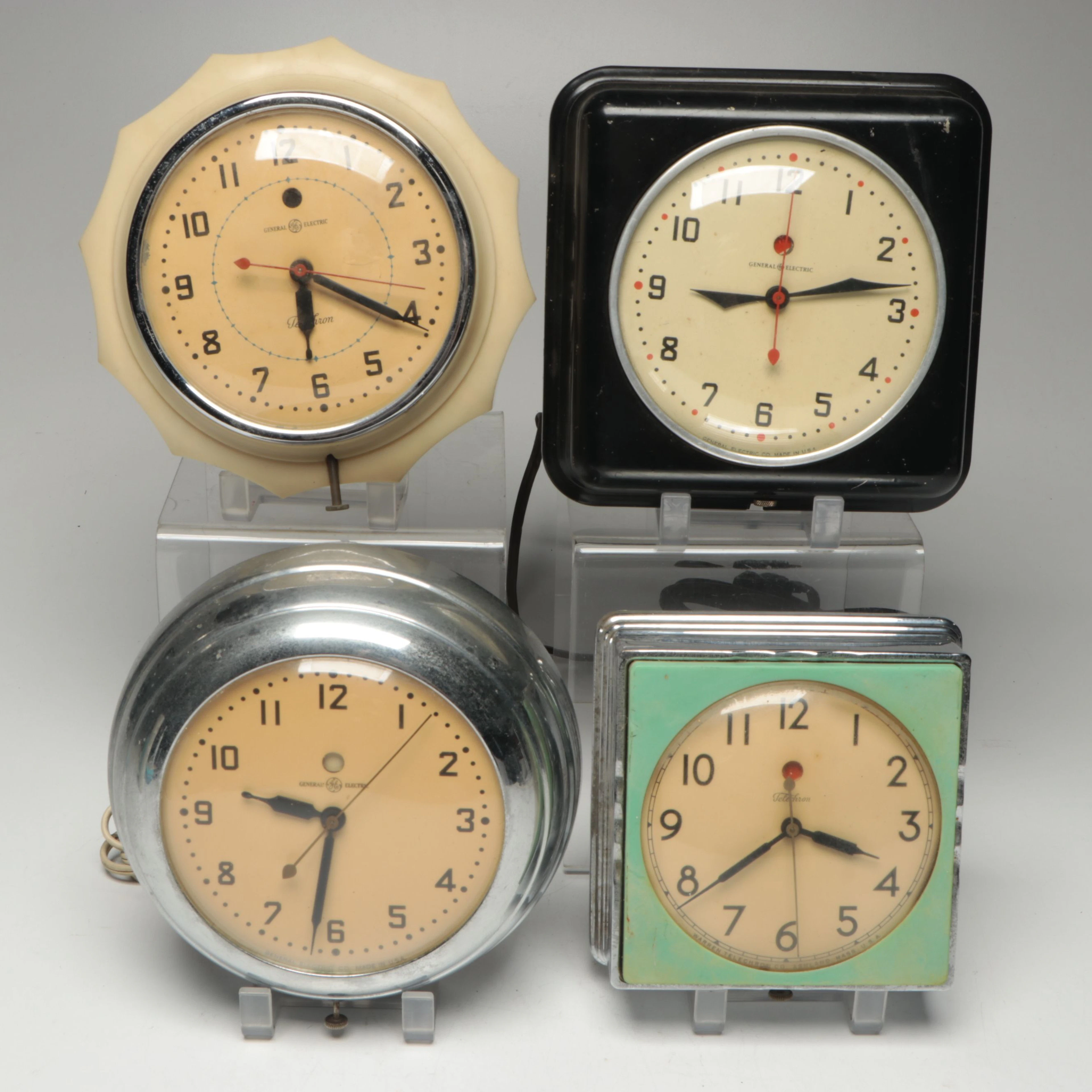General Electric Telechron Mid-20th Century Wall Clocks
