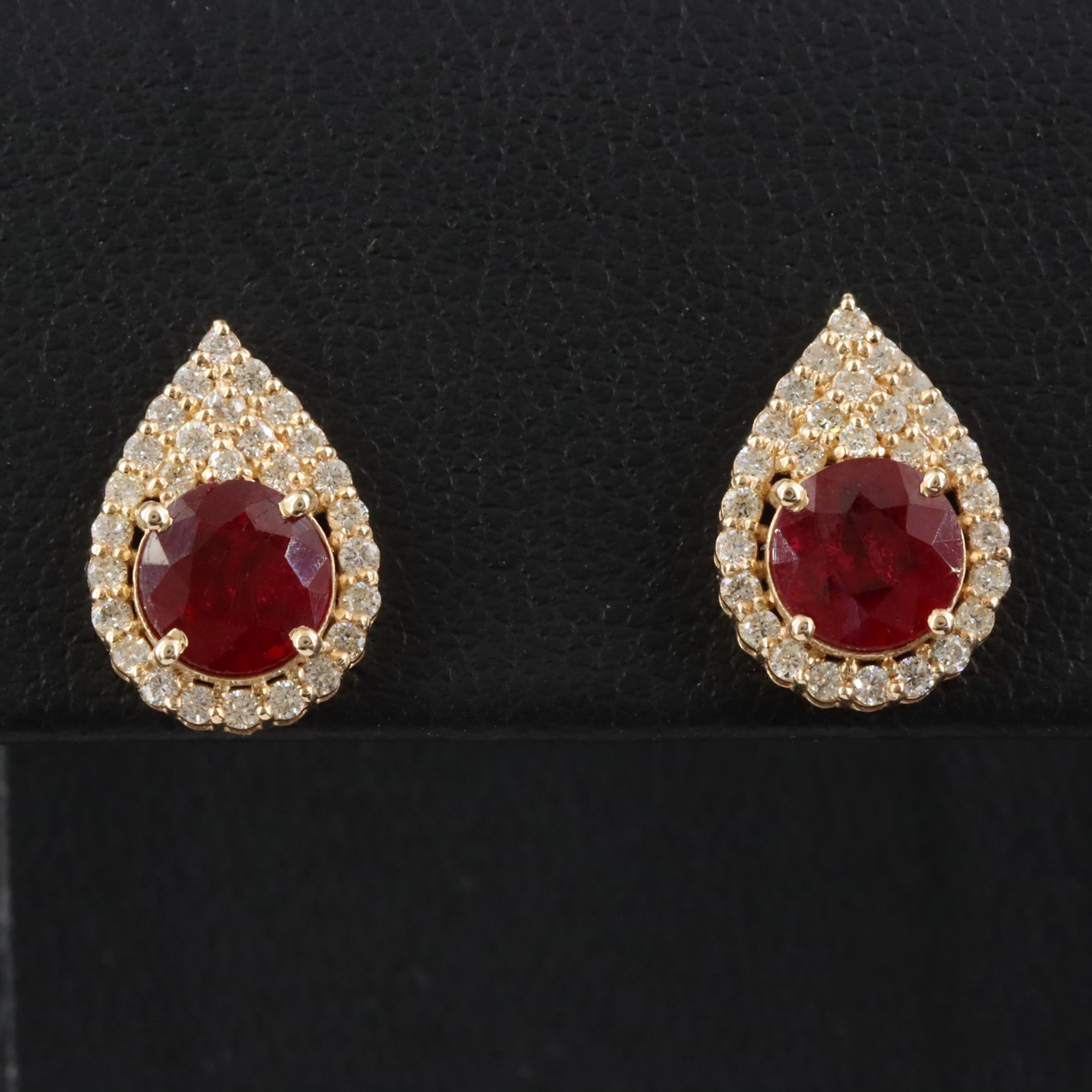 14K 1.73 CTW Madagascan Ruby Earrings with Diamonds and GIA Report