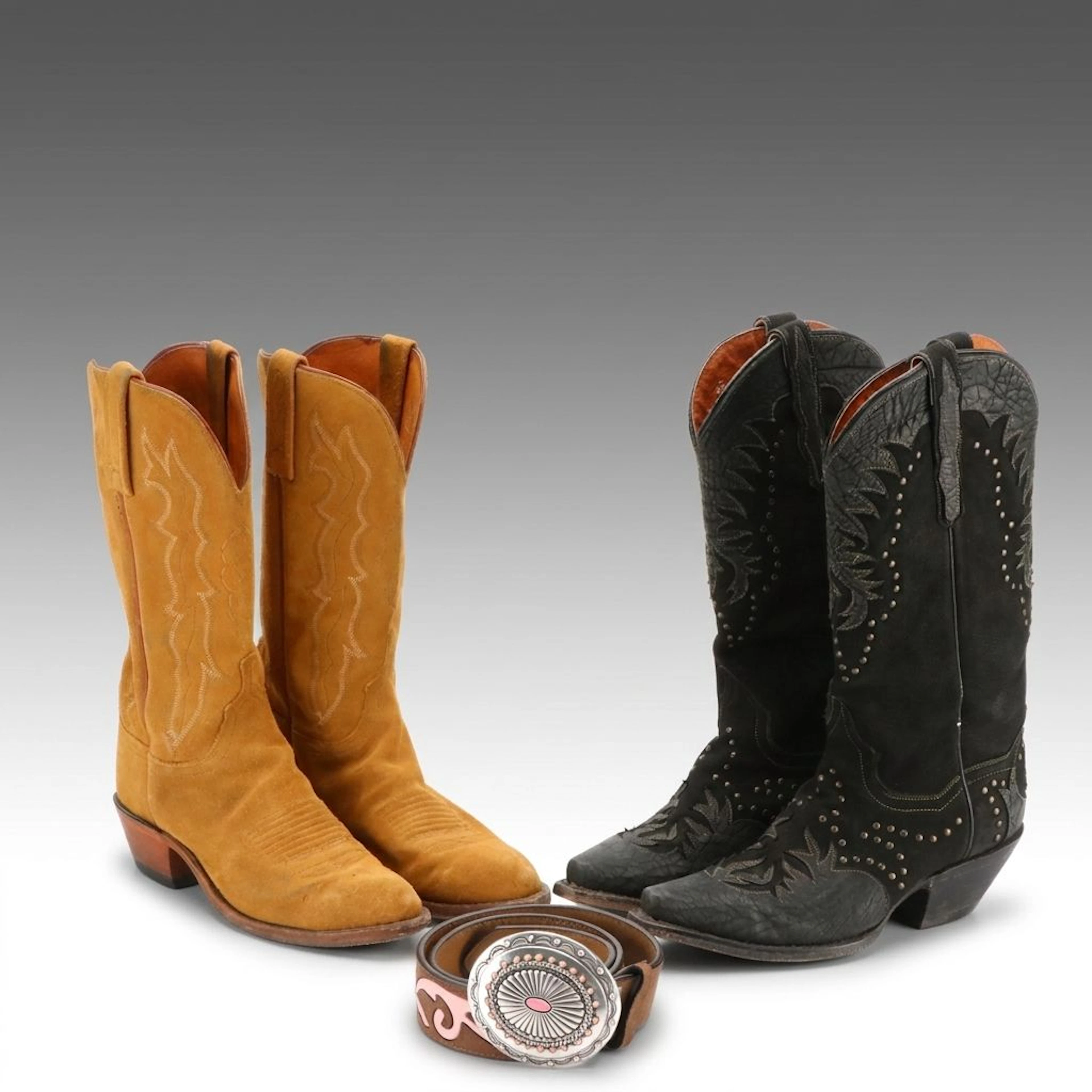 Nocona Pink & Brown Leather Belt W Leather Dan Post & 1883 Lucchese