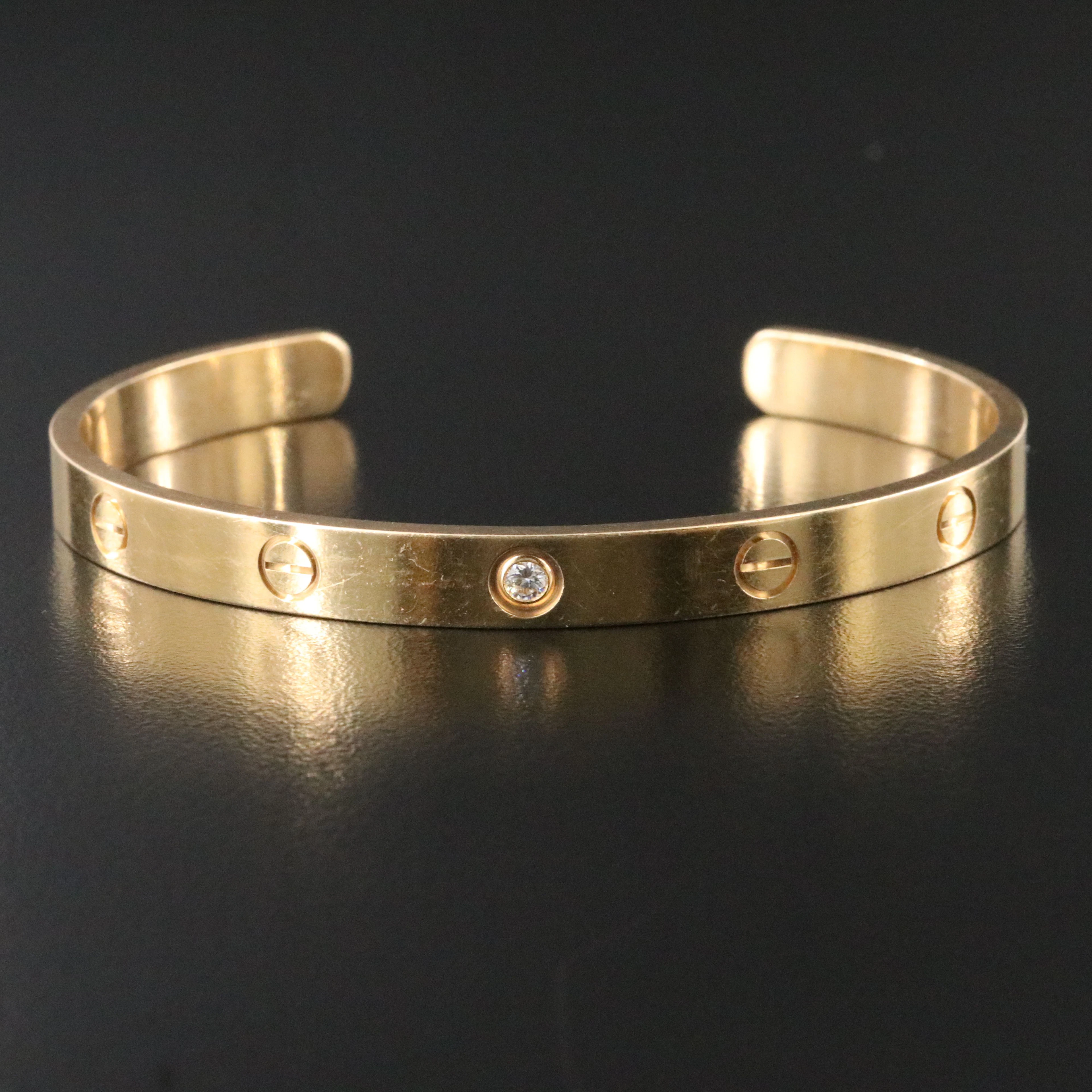 Cartier LOVE 18K One Diamond Cuff Bracelet