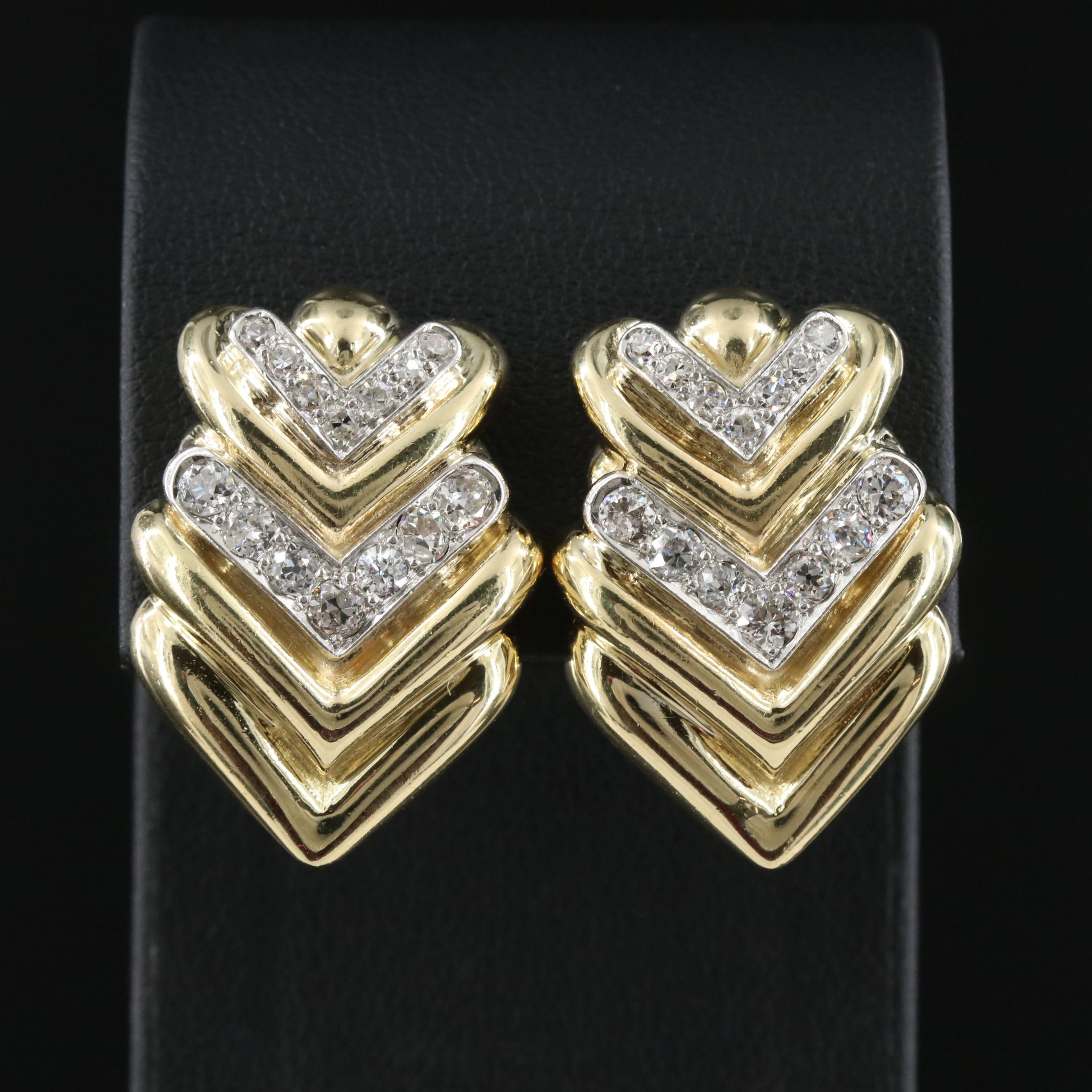 18K 1.54 CTW Diamond Chevron Earrings with Platinum Setting Detail