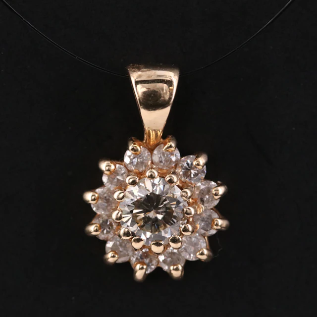 Vintage 14K 0.82 CTW Diamond Pendant