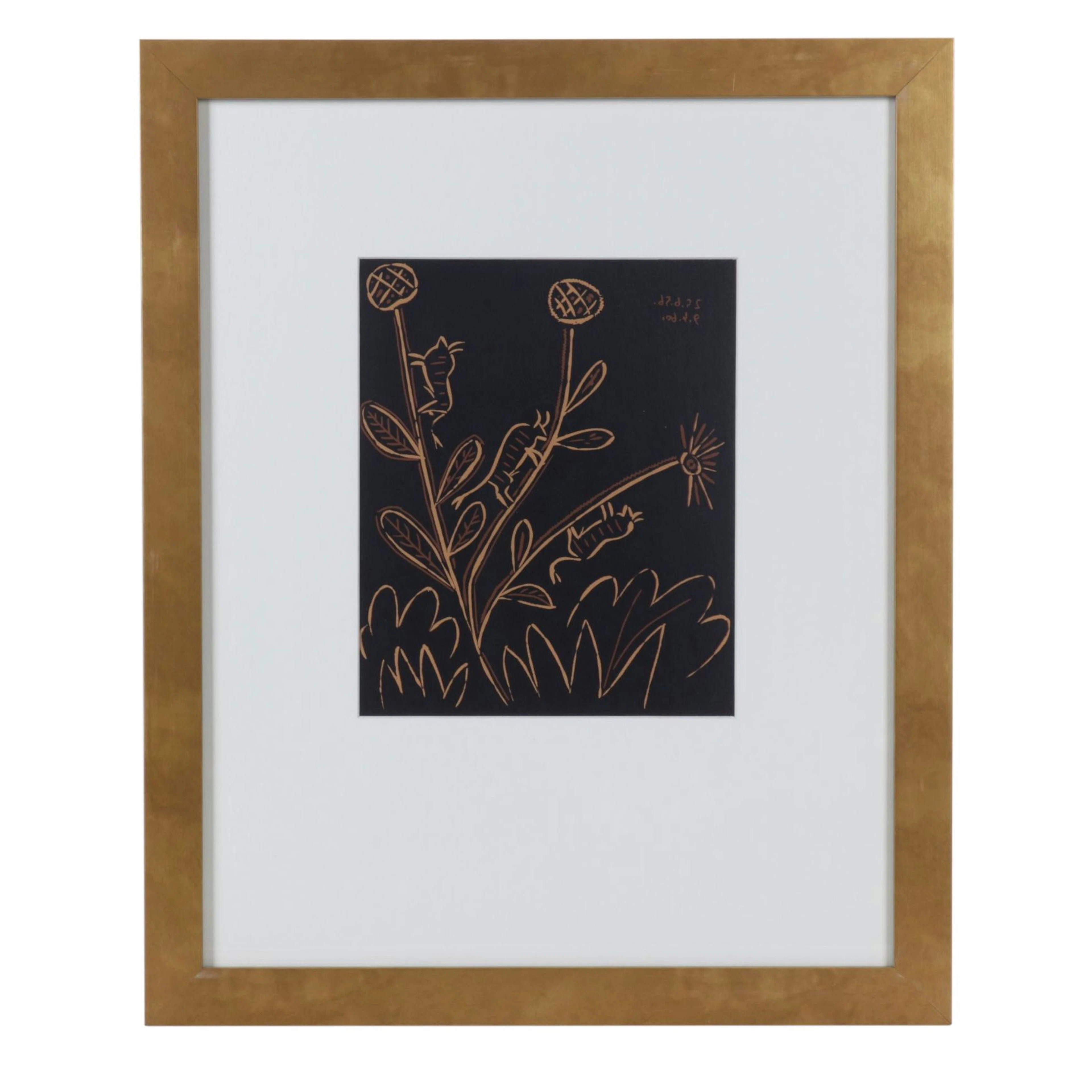 Pabloc Pablo Picasso Linoleum Cut "Bull-Flower," 1962