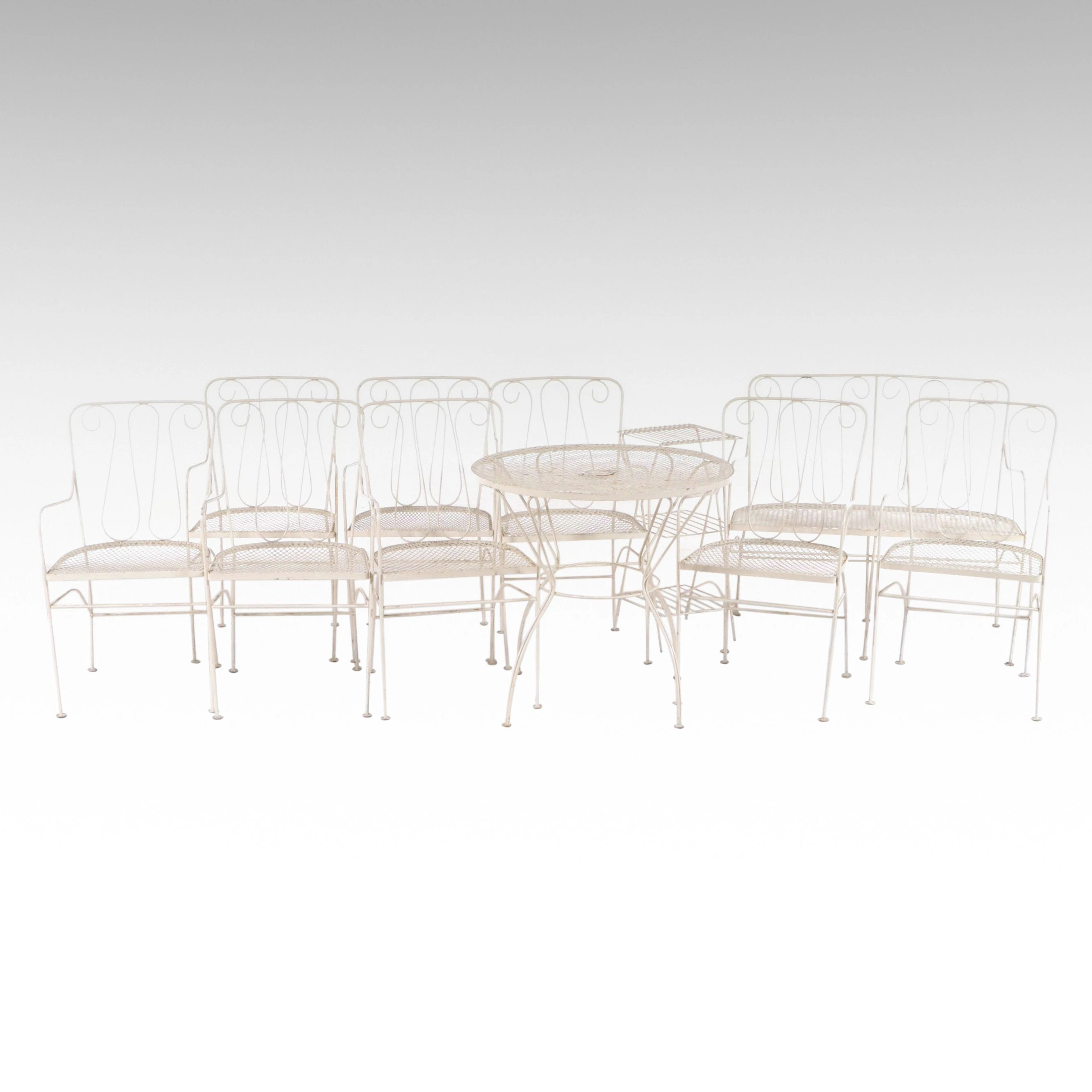 Vintage Eleven-Piece Wrought Iron Mesh Patio Set