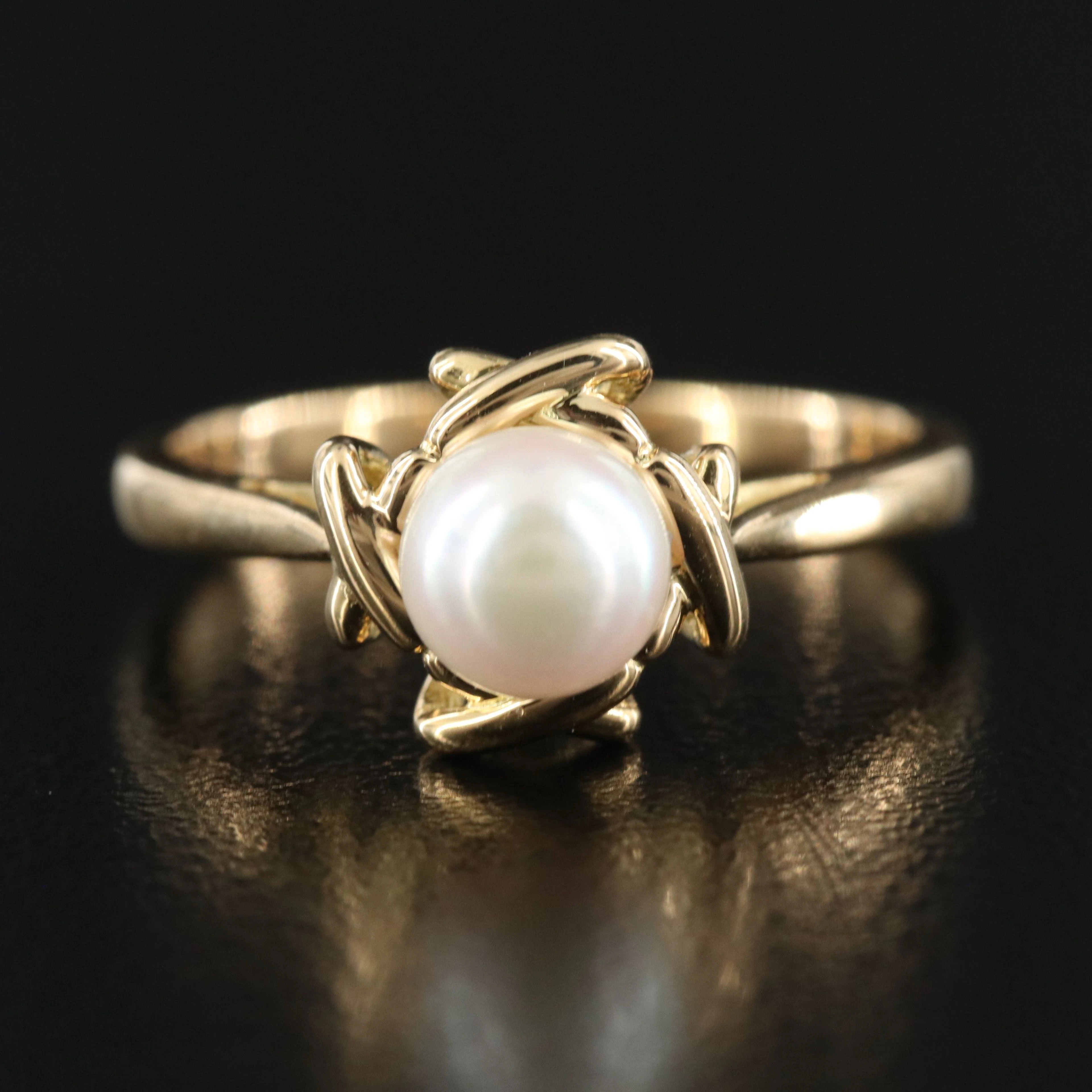 Tiffany & Co. Signature X 18K Pearl Ring Vintage