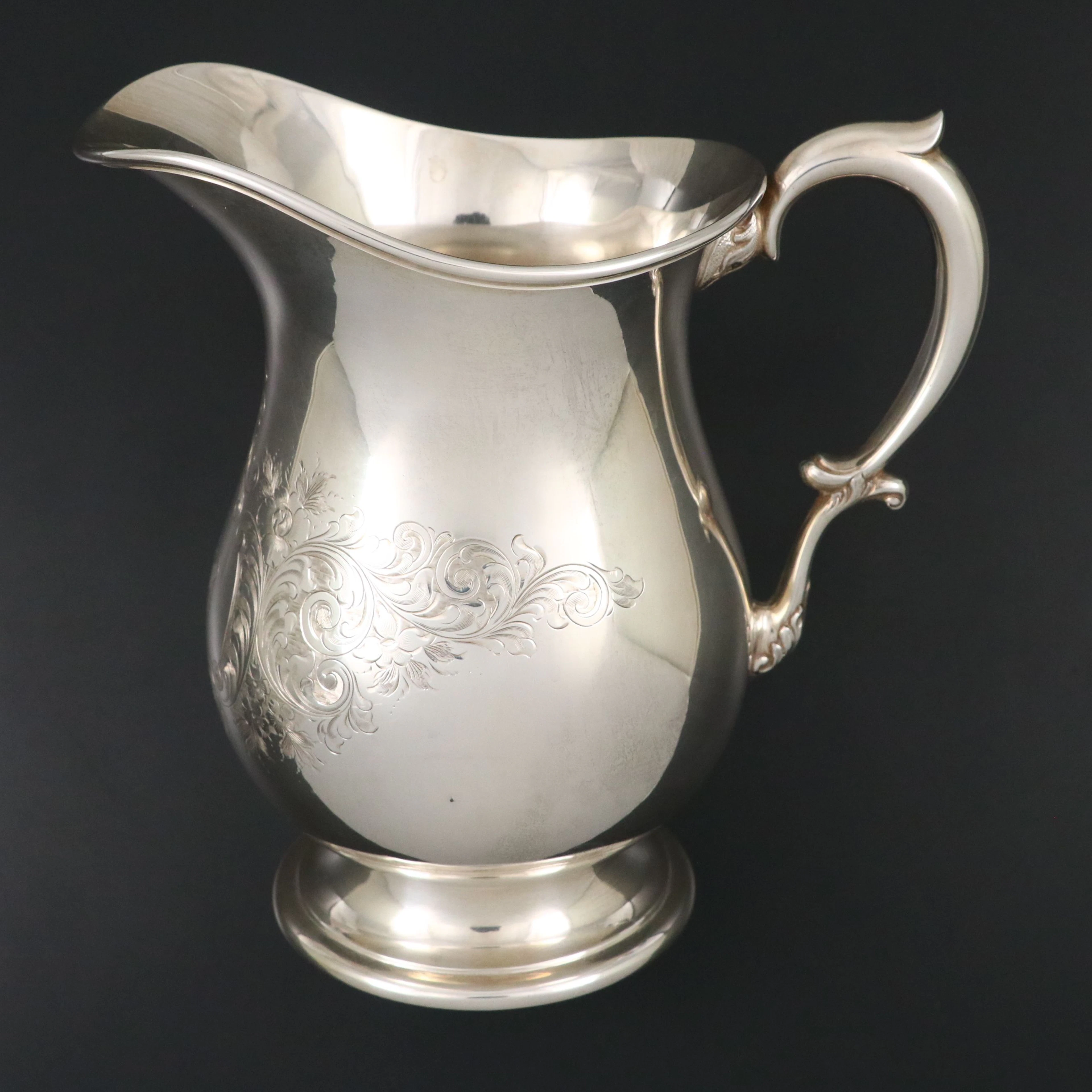 Henry Birks & Sons Floral Etched Sterling Silver Pitcher, 1936